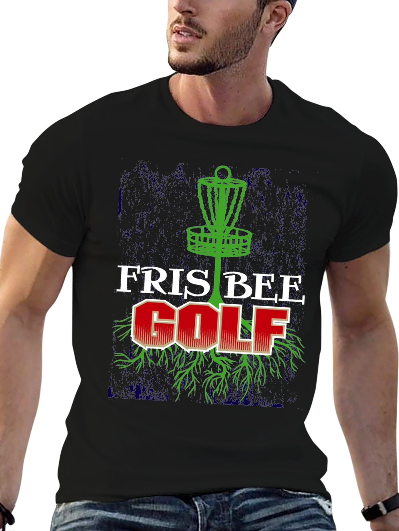 Frisbee Golf Graphic Tee - Black Cotton