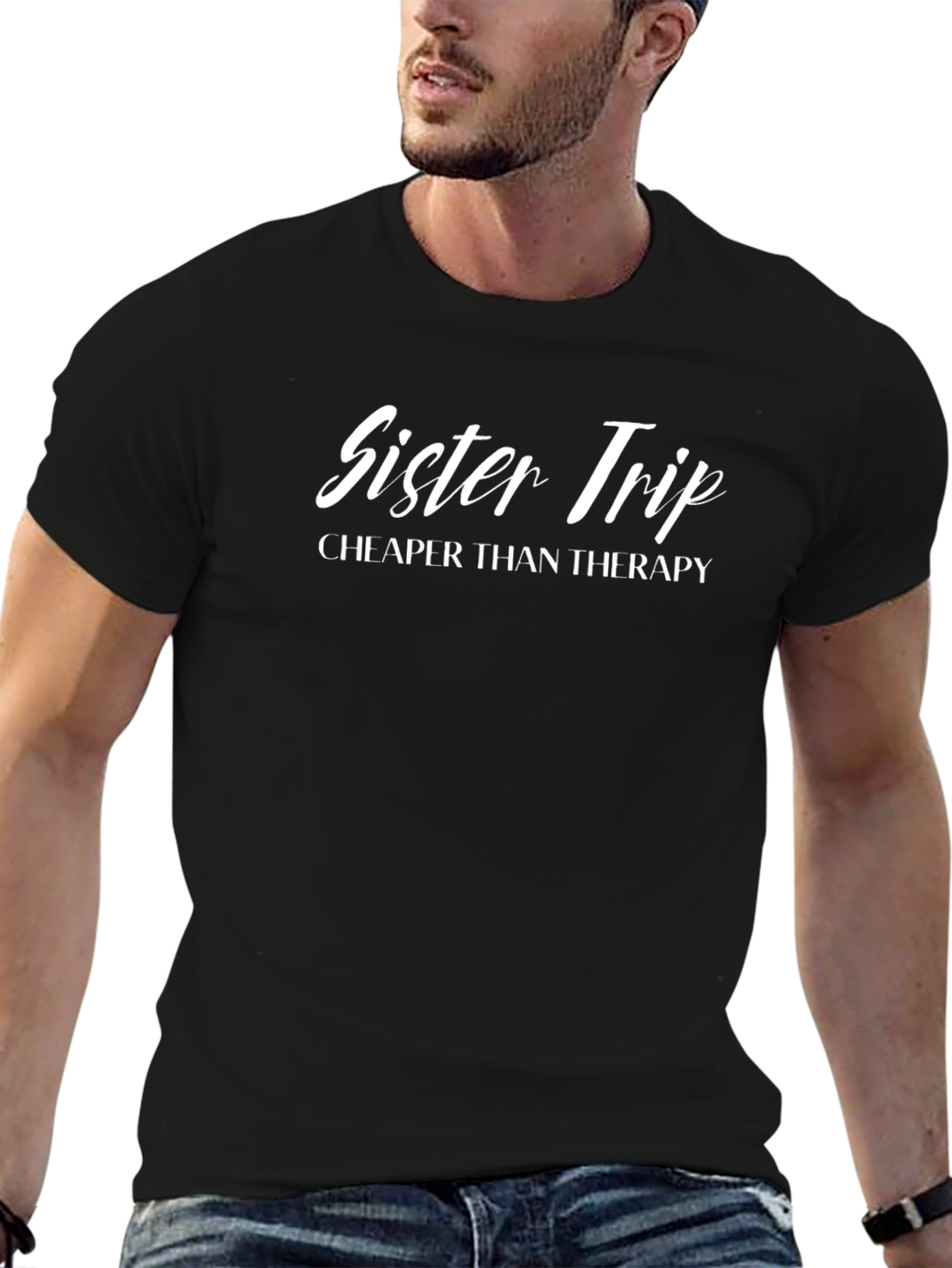 Sister Trip Cheaper Than Therapy Black T-Shirt