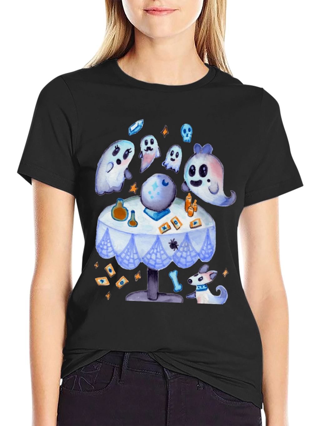 Spooky Cute Ghostly Fortune Teller Graphic Tee