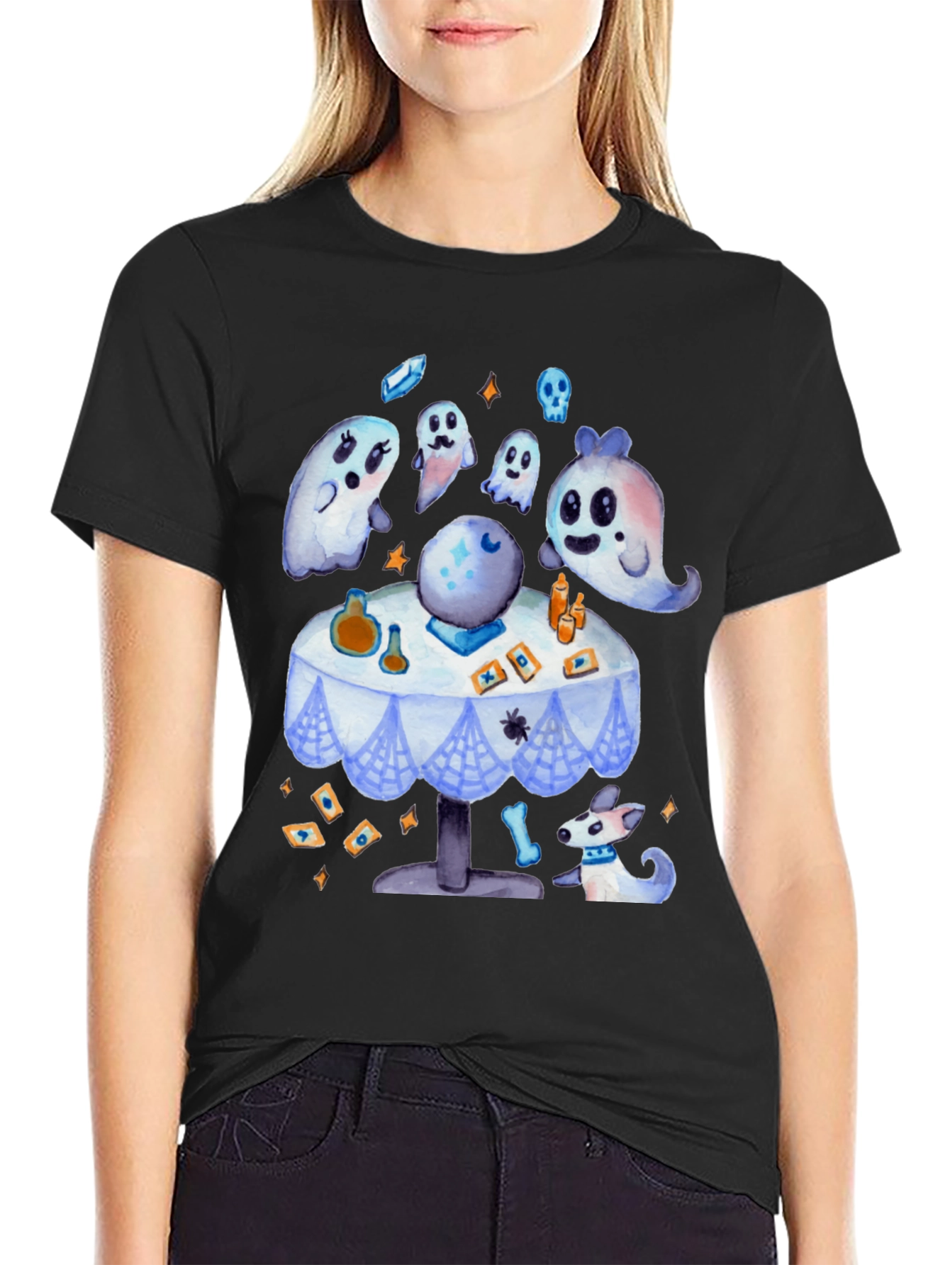 Spooky Cute Ghostly Fortune Teller Graphic Tee