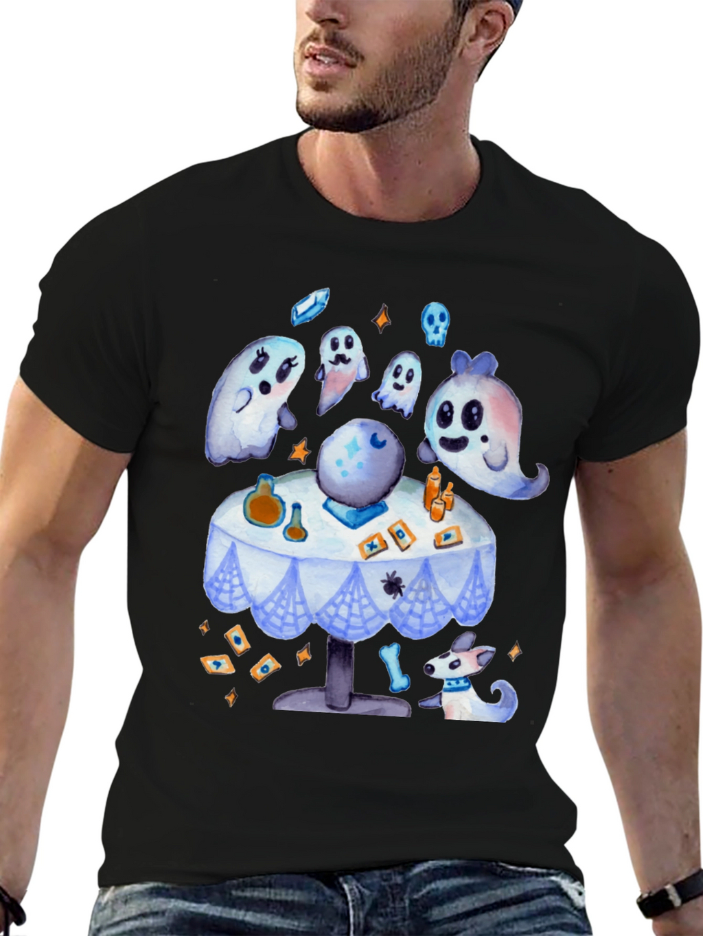 Spooky Cute Ghostly Fortune Teller Graphic Tee