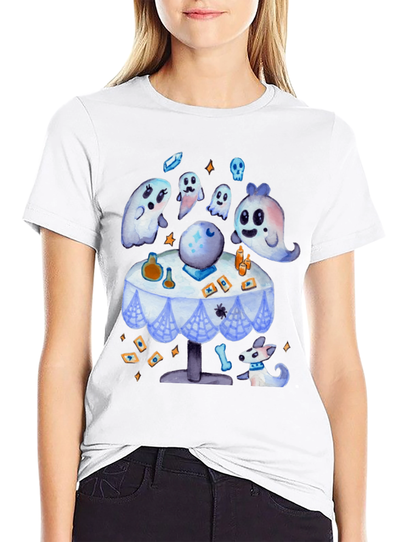 Spooky Cute Ghostly Fortune Teller Graphic Tee