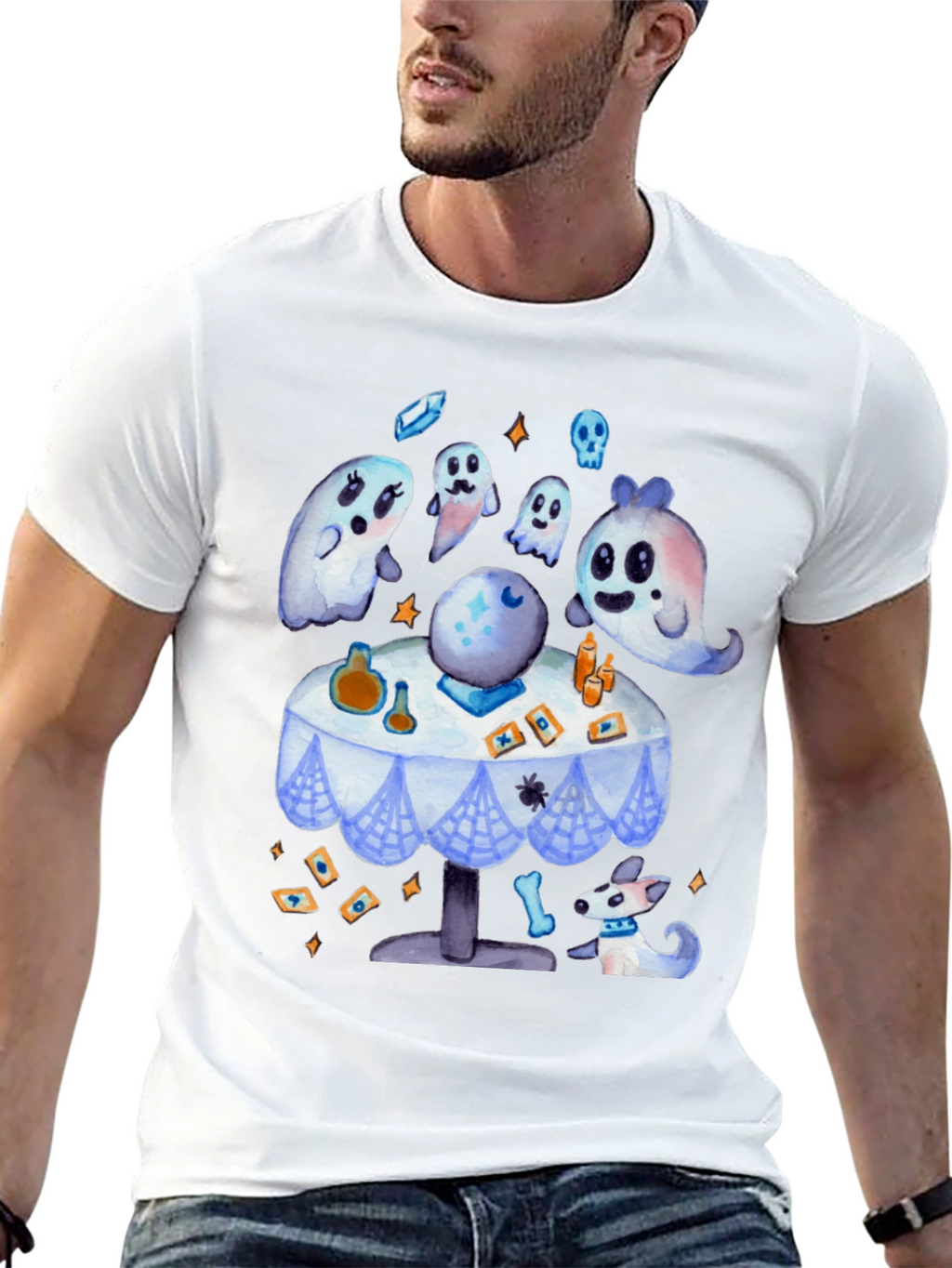 Spooky Cute Ghostly Fortune Teller Graphic Tee