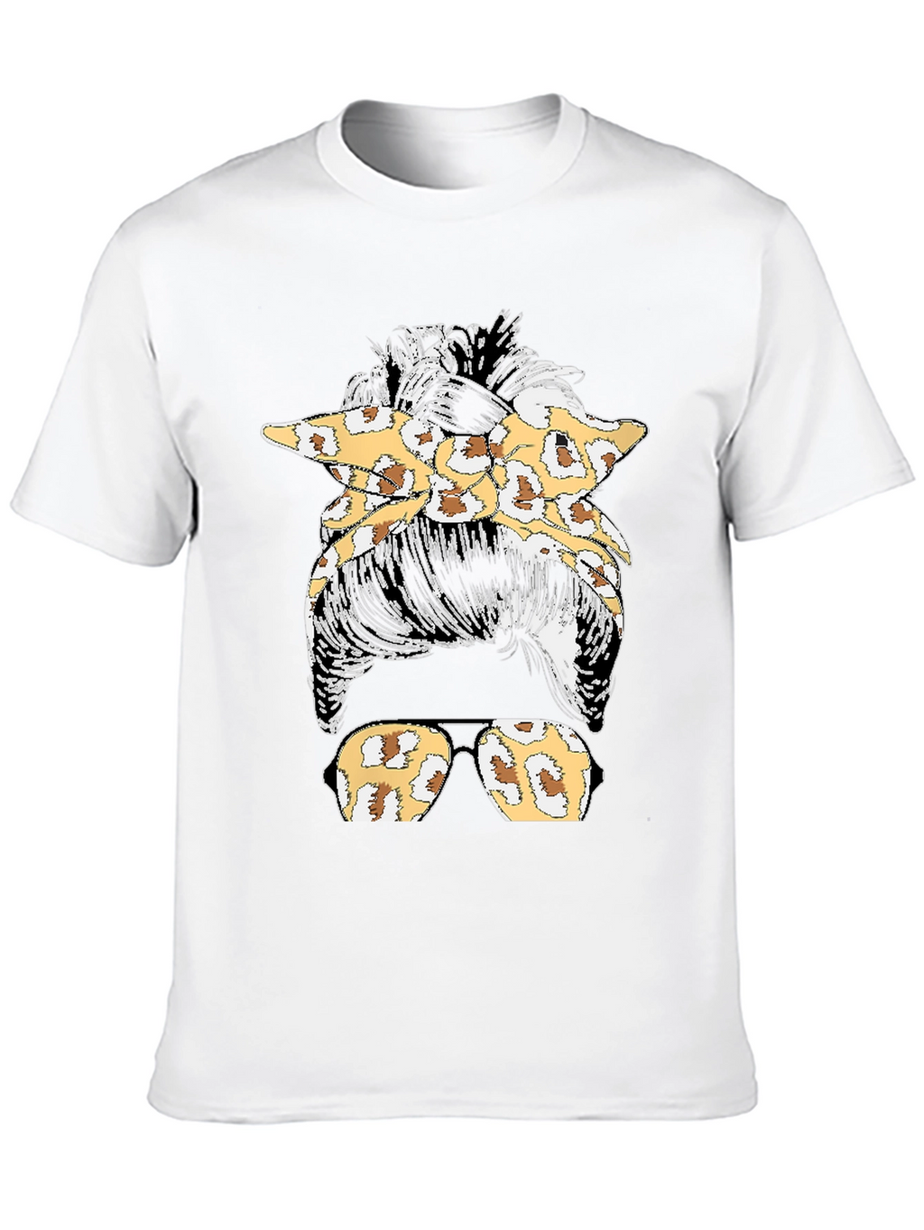 Leopard Print Messy Bun T-Shirt