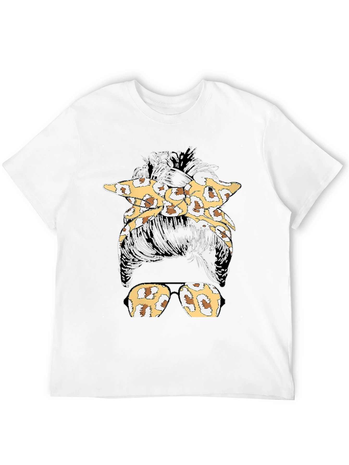 Leopard Print Messy Bun T-Shirt