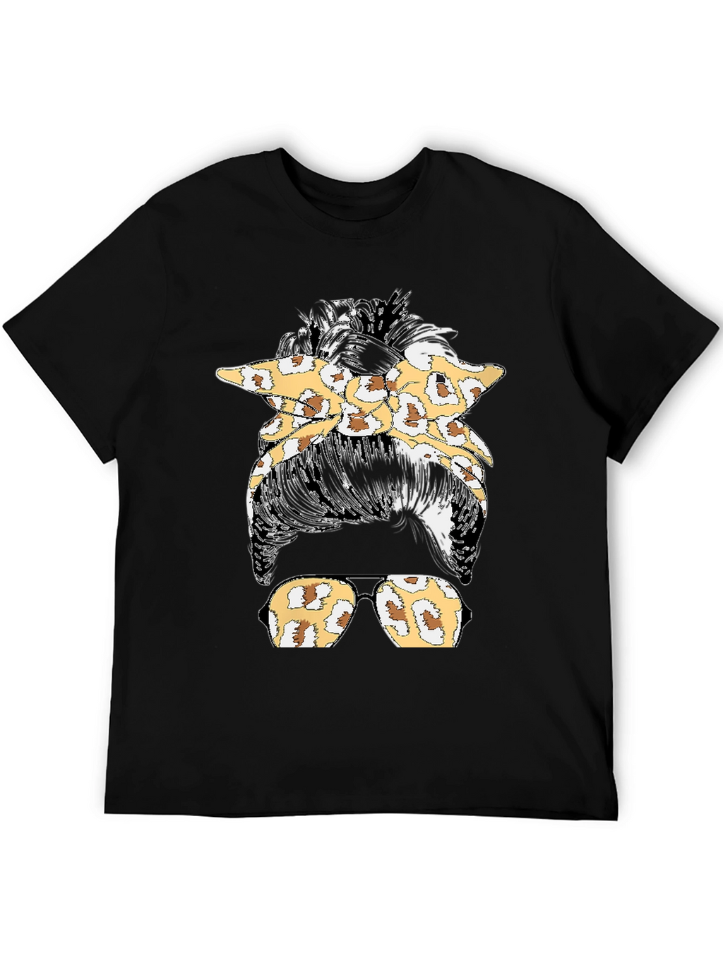 Leopard Print Messy Bun T-Shirt