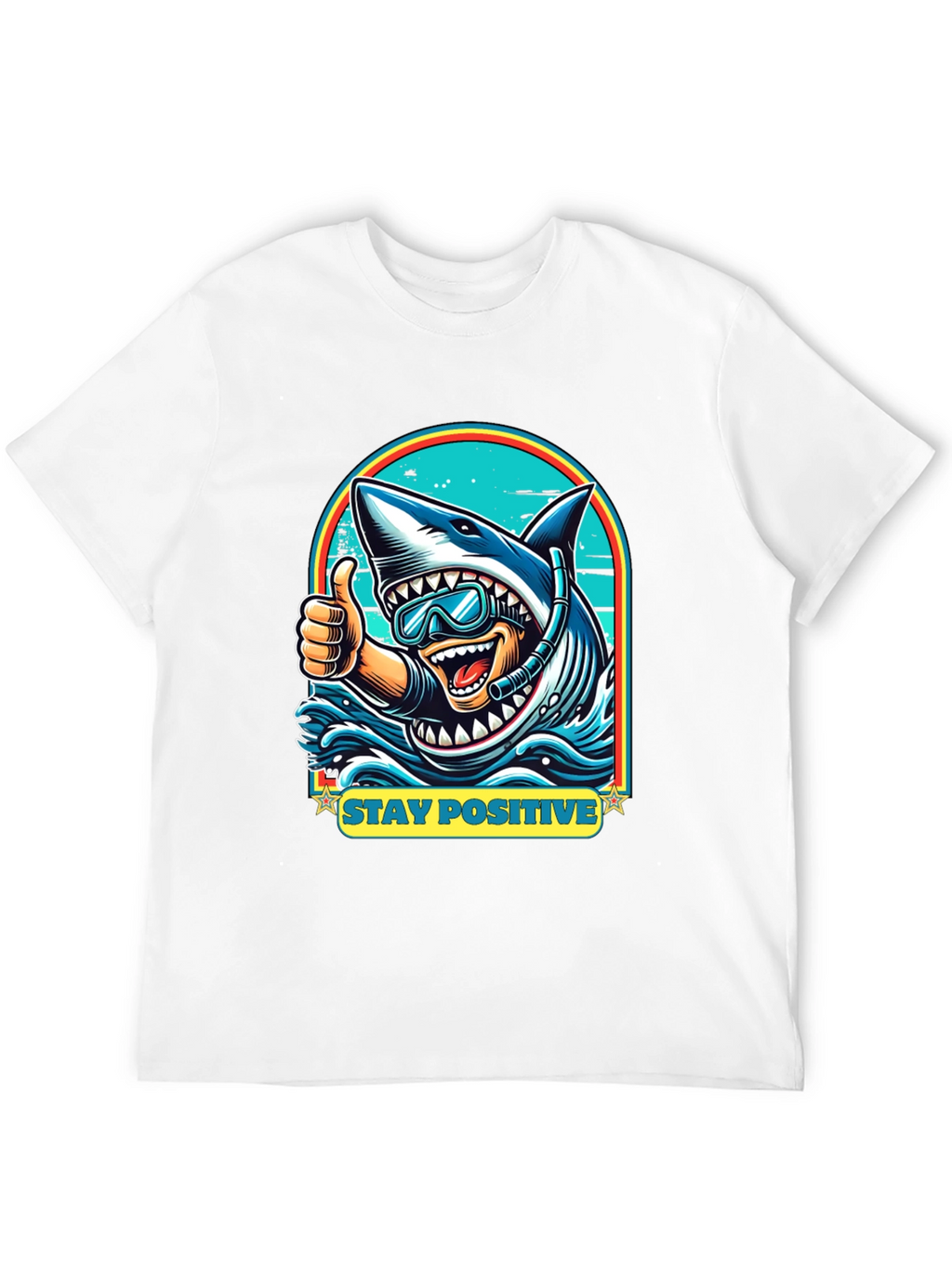 Stay Positive Shark Diver Graphic Tee - Black