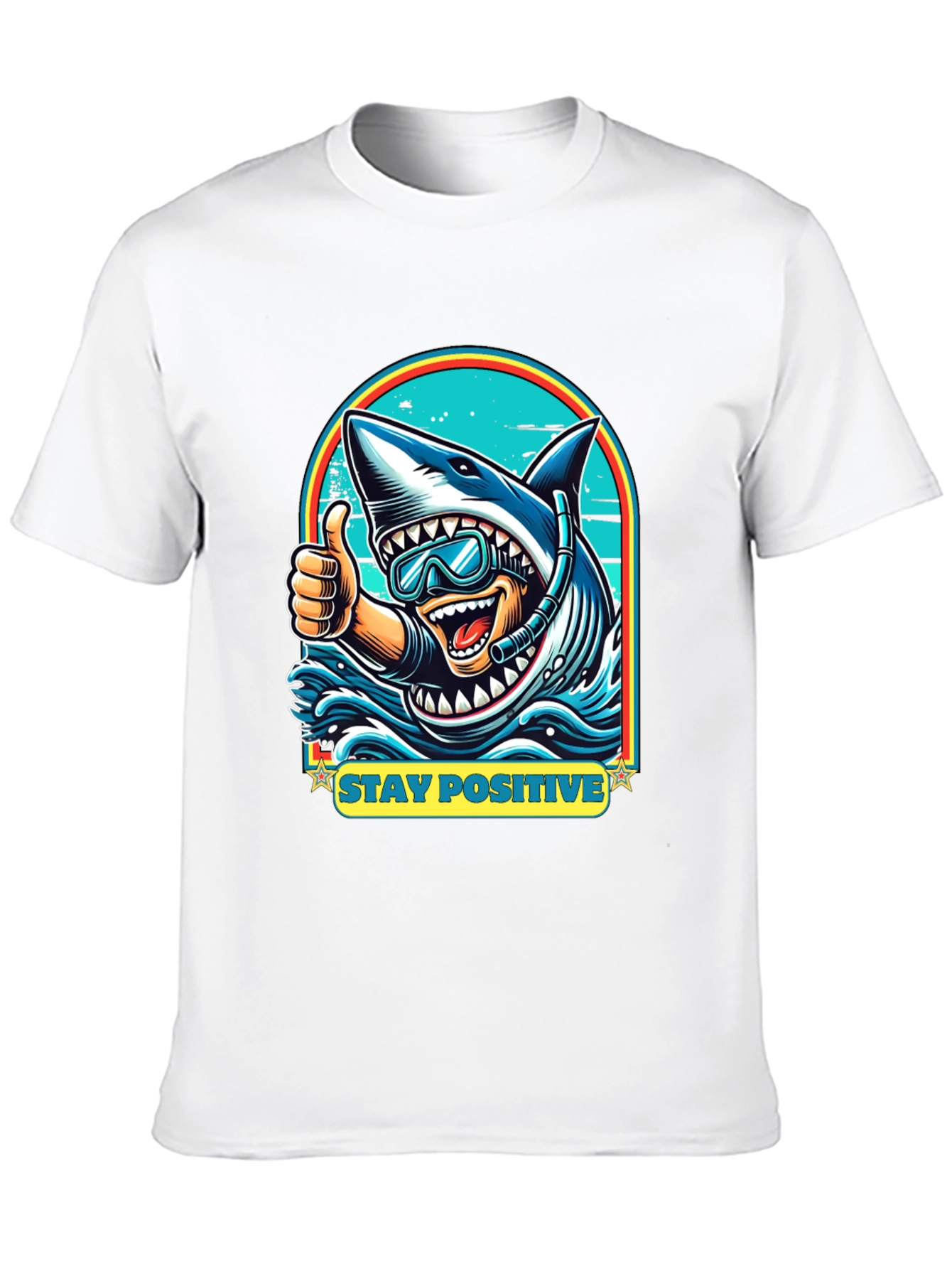 Stay Positive Shark Diver Graphic Tee - Black
