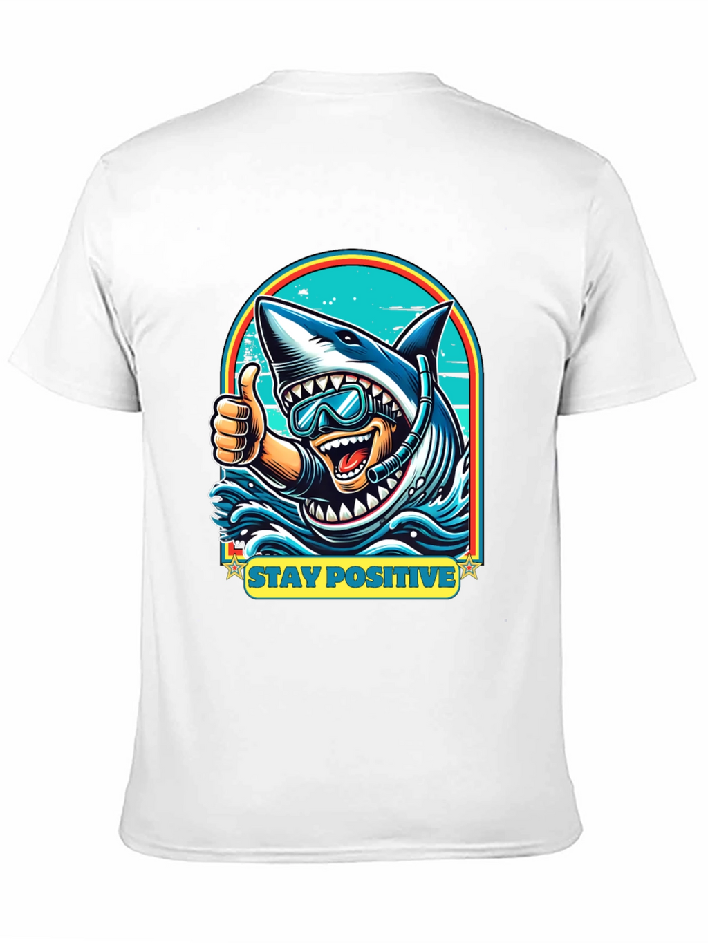 Stay Positive Shark Diver Graphic Tee - Black