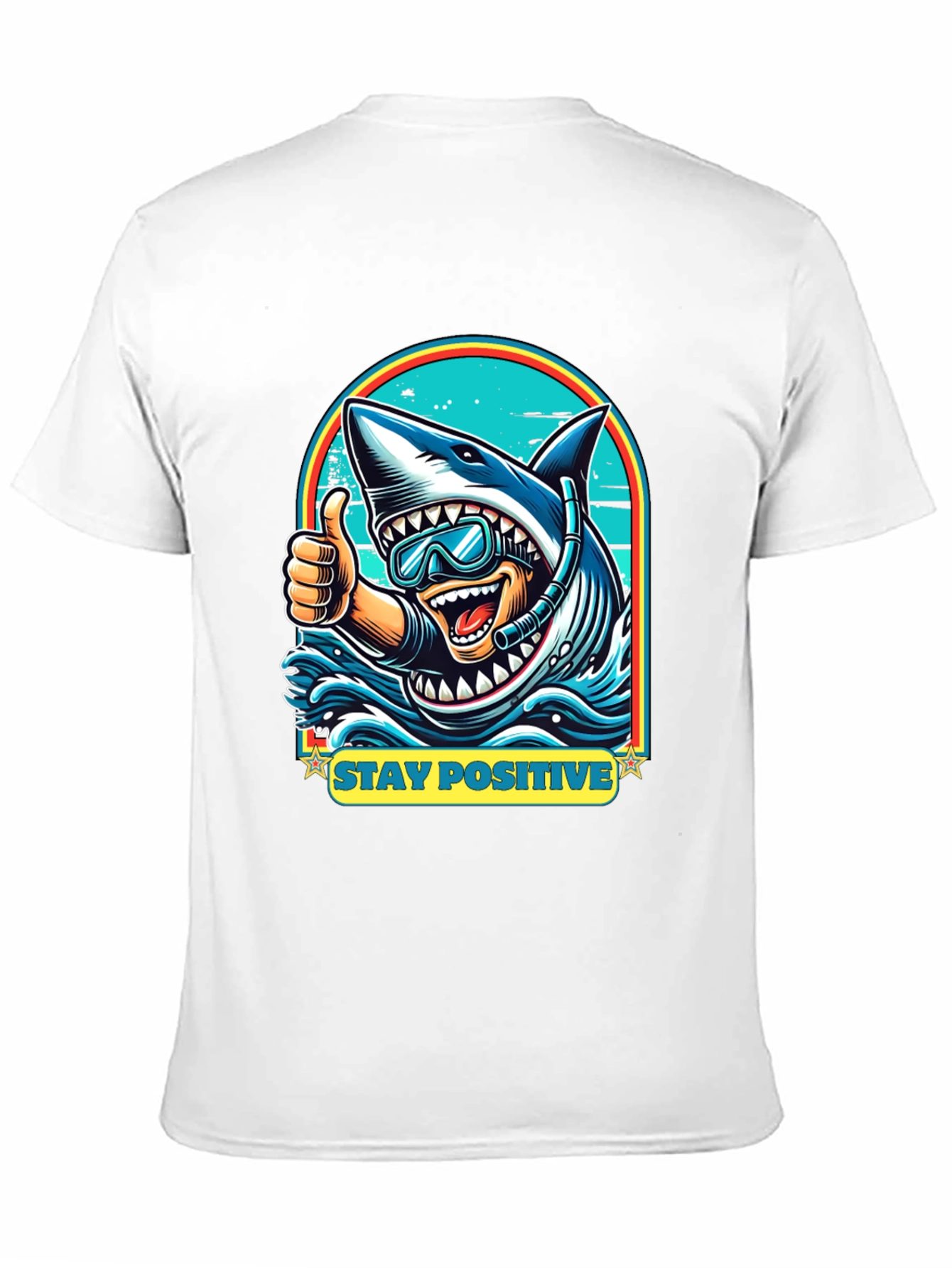 Stay Positive Shark Diver Graphic Tee - Black
