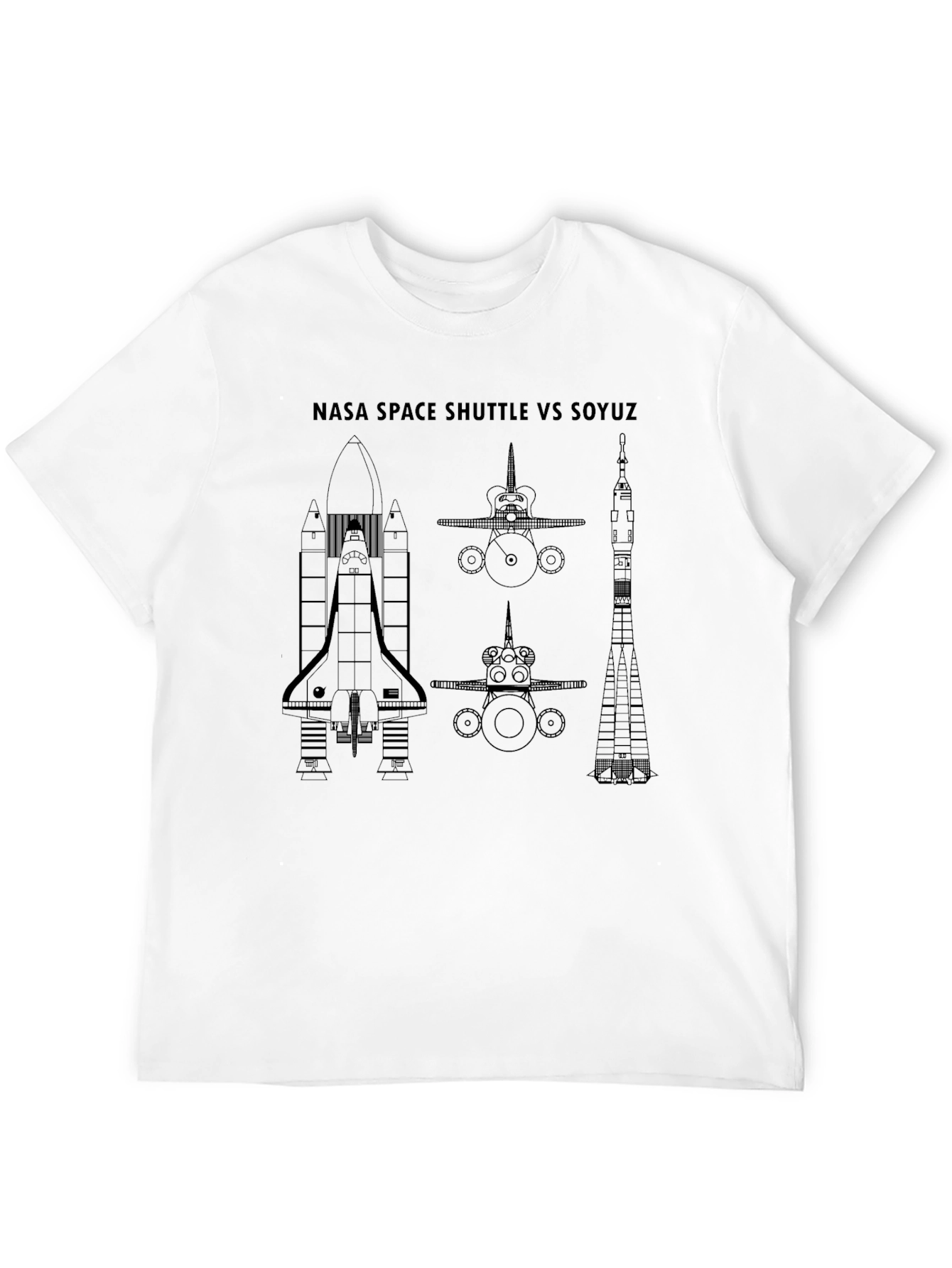 NASA Space Shuttle VS Soyuz Black T-Shirt