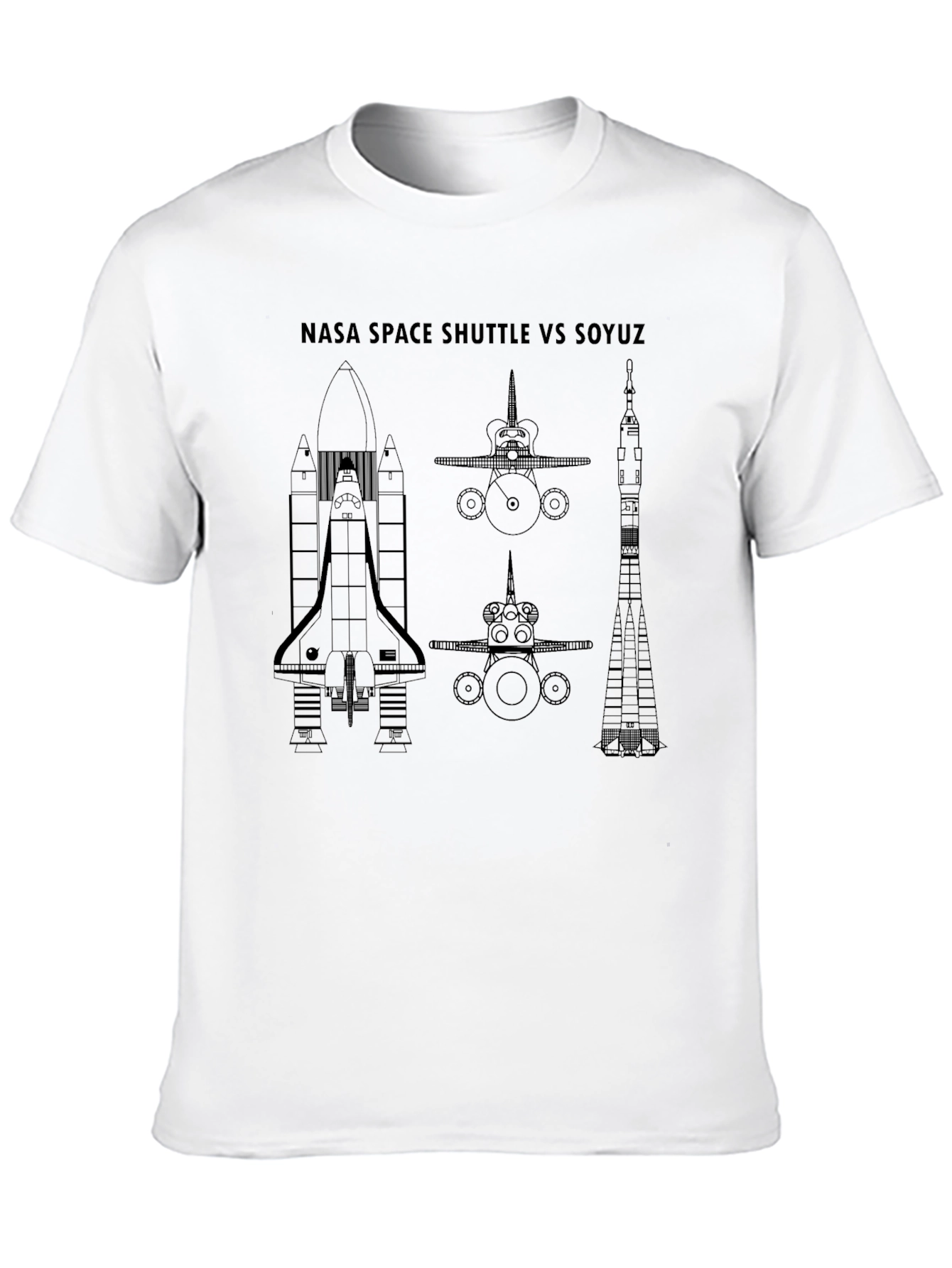 NASA Space Shuttle VS Soyuz Black T-Shirt