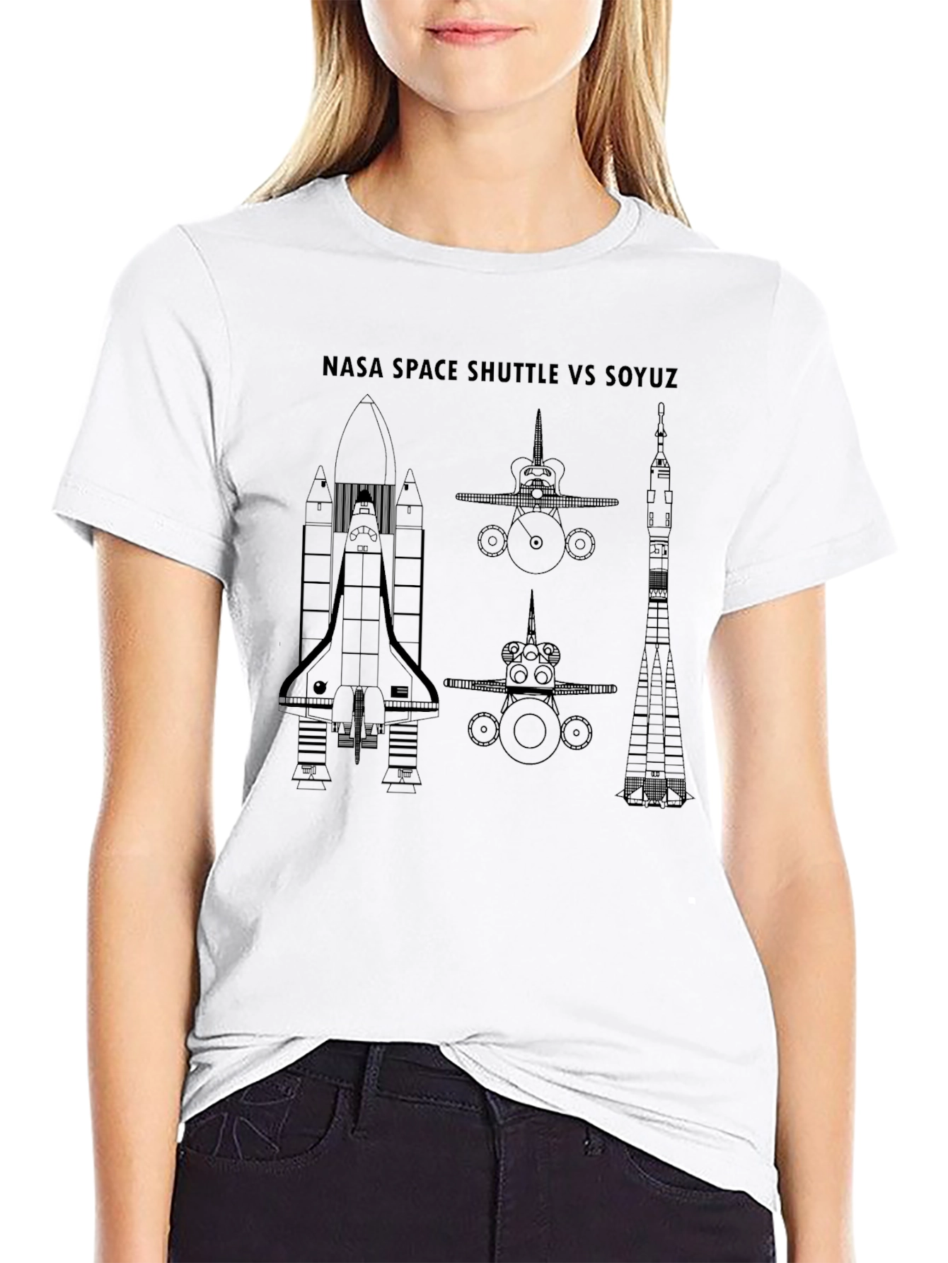 NASA Space Shuttle VS Soyuz Black T-Shirt