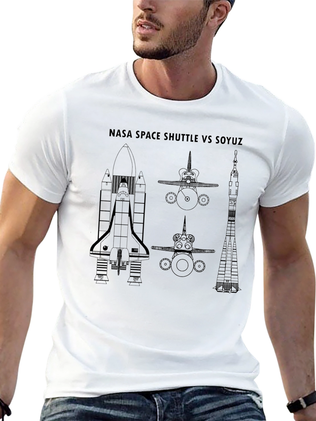 NASA Space Shuttle VS Soyuz Black T-Shirt