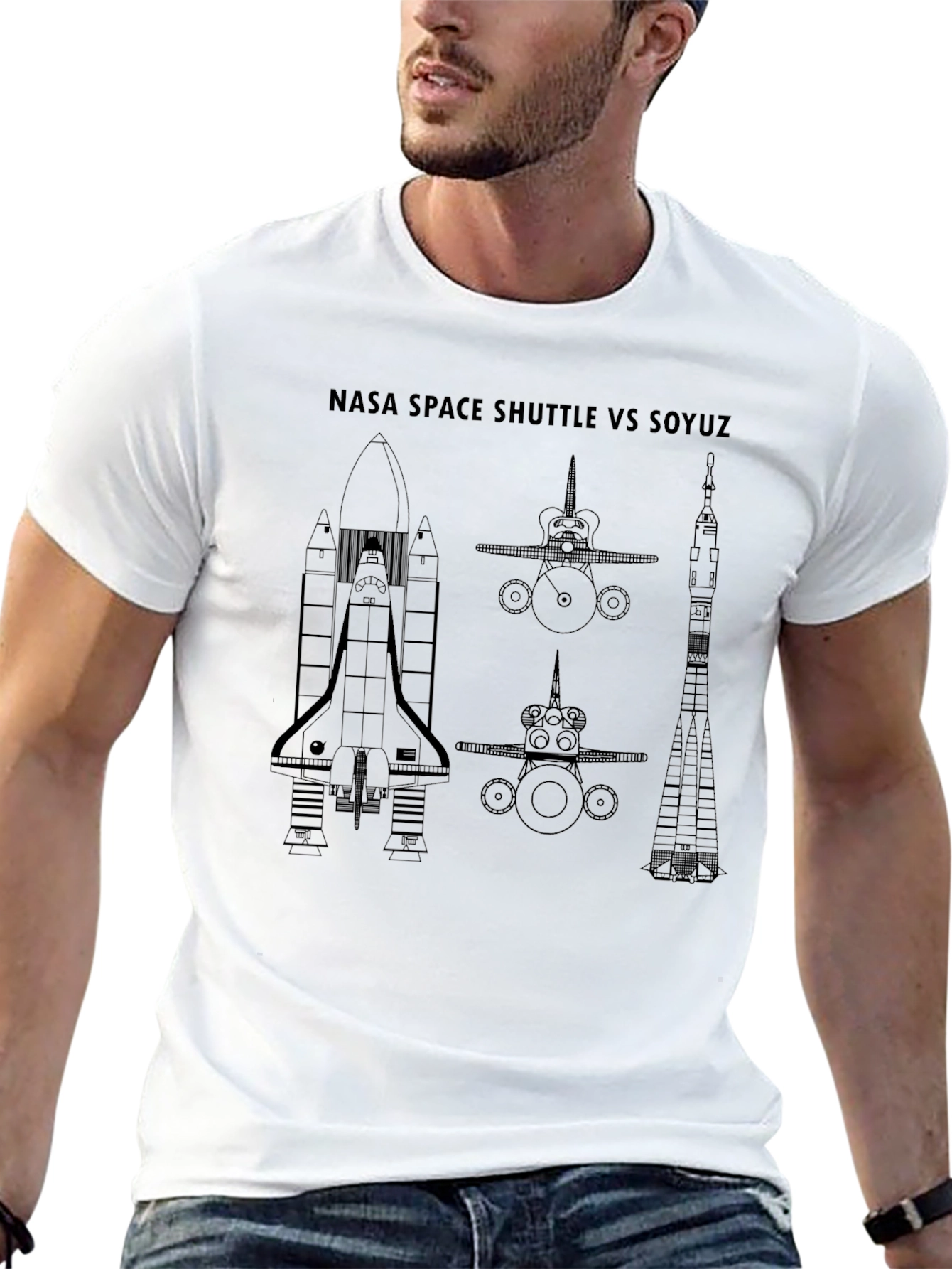 NASA Space Shuttle VS Soyuz Black T-Shirt