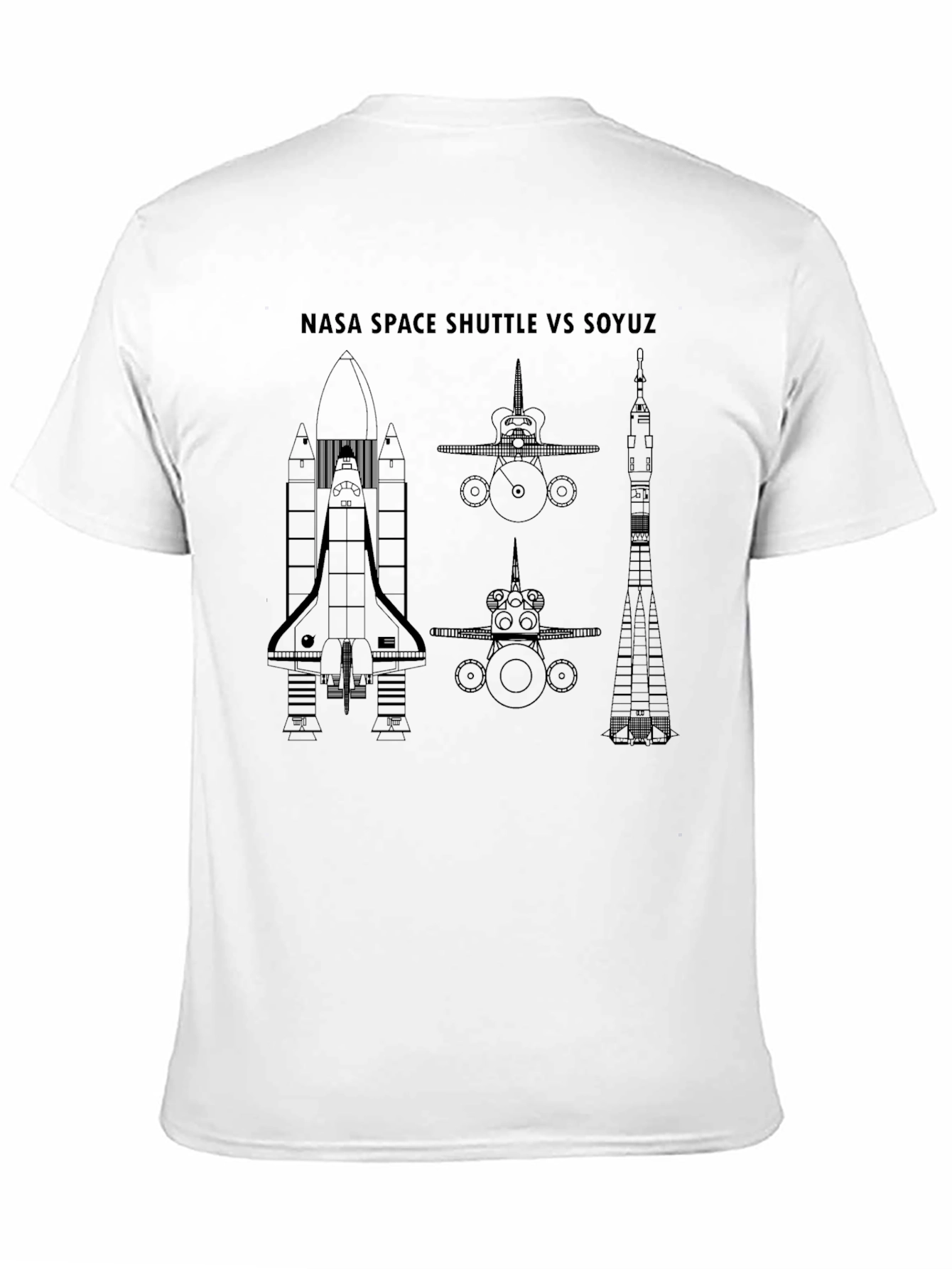 NASA Space Shuttle VS Soyuz Black T-Shirt