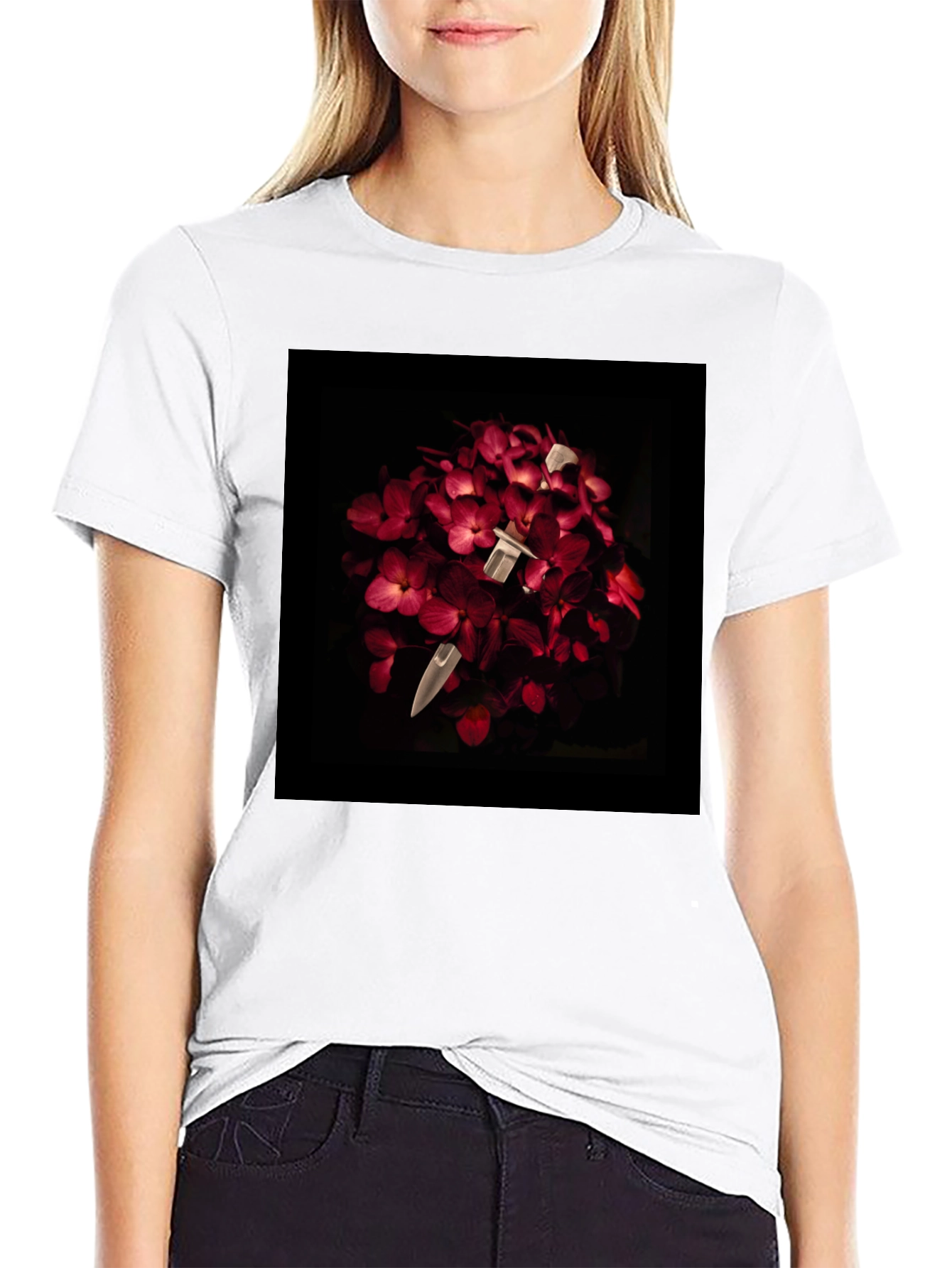 Floral Dagger Tee - Edgy & Unique Style