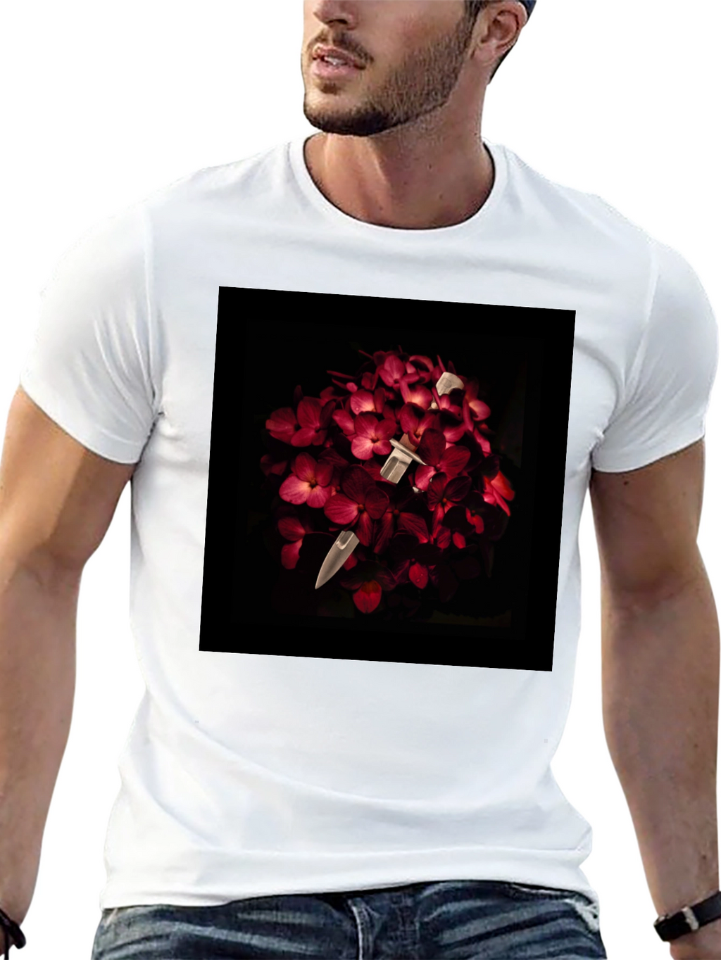 Floral Dagger Tee - Edgy & Unique Style