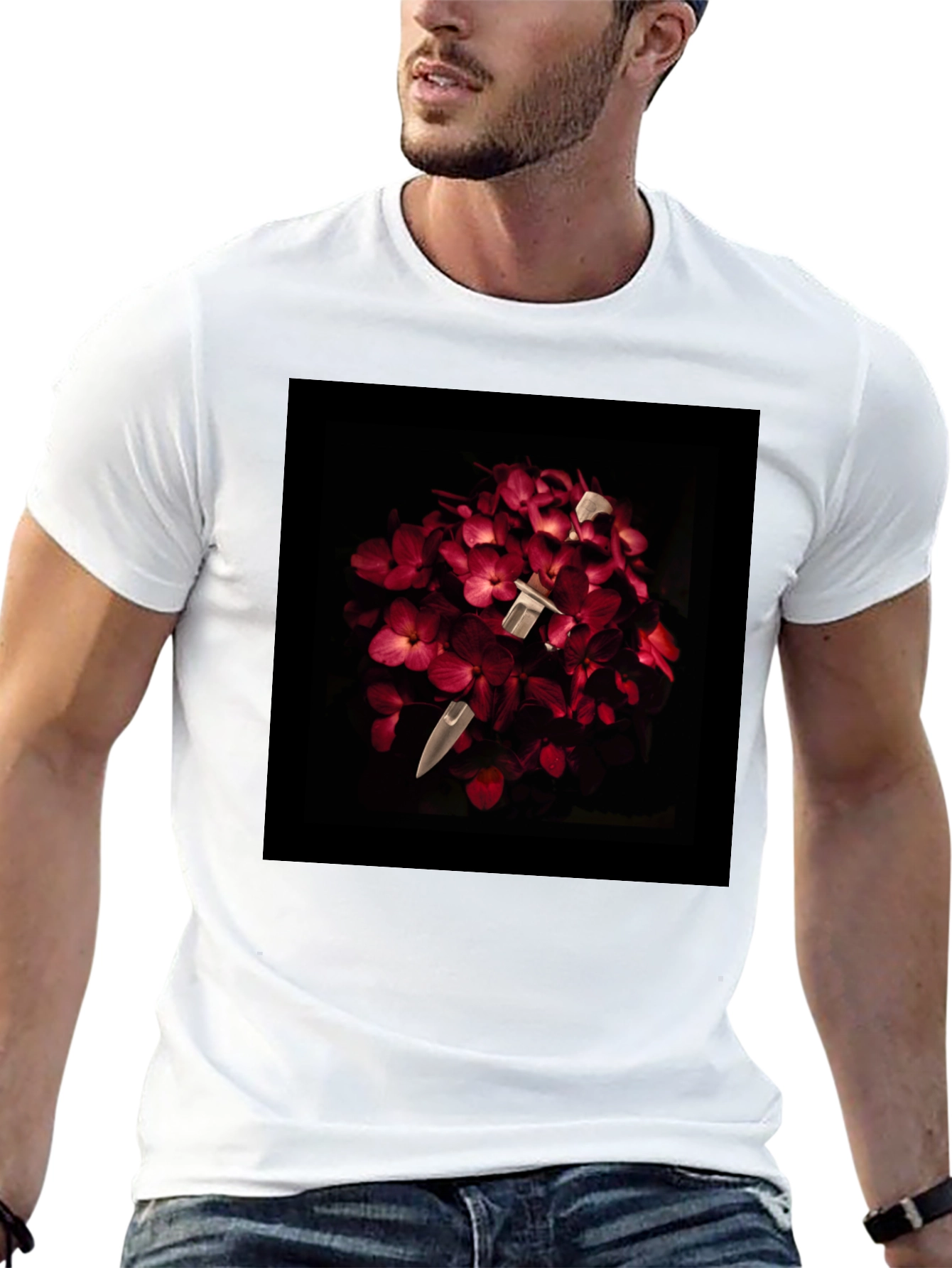 Floral Dagger Tee - Edgy & Unique Style