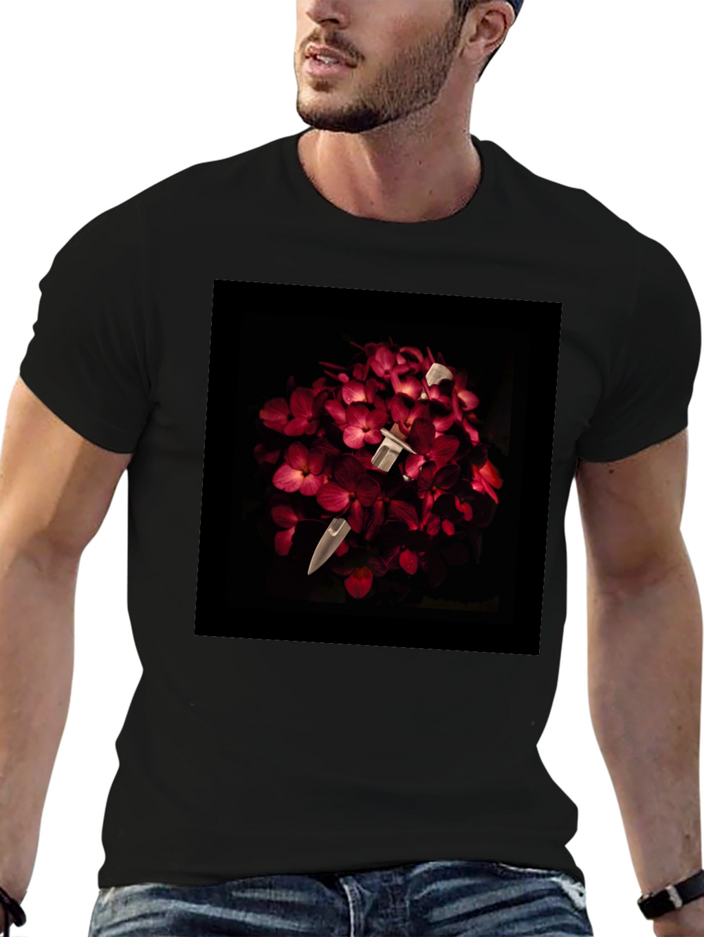 Floral Dagger Tee - Edgy & Unique Style