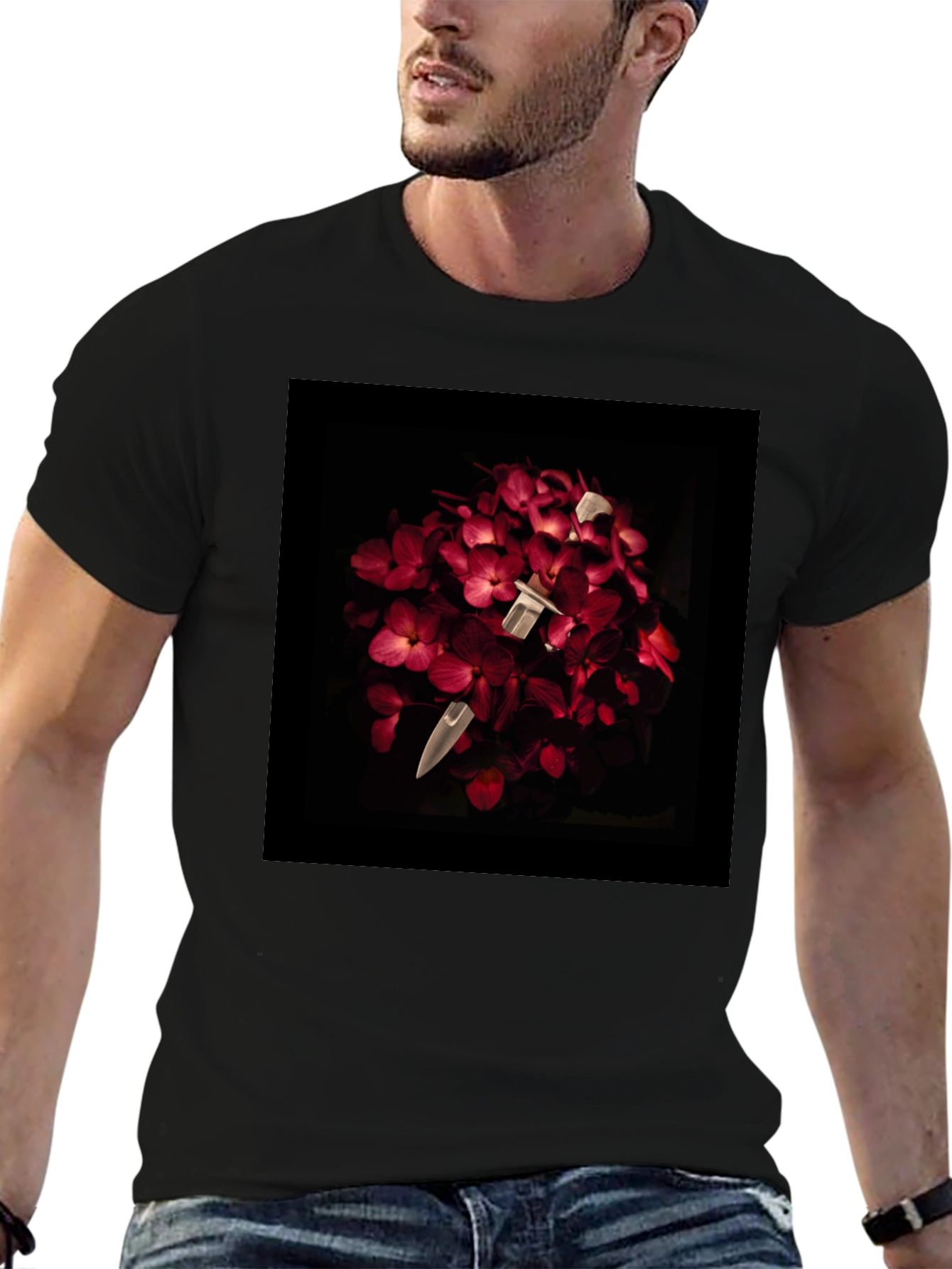 Floral Dagger Tee - Edgy & Unique Style