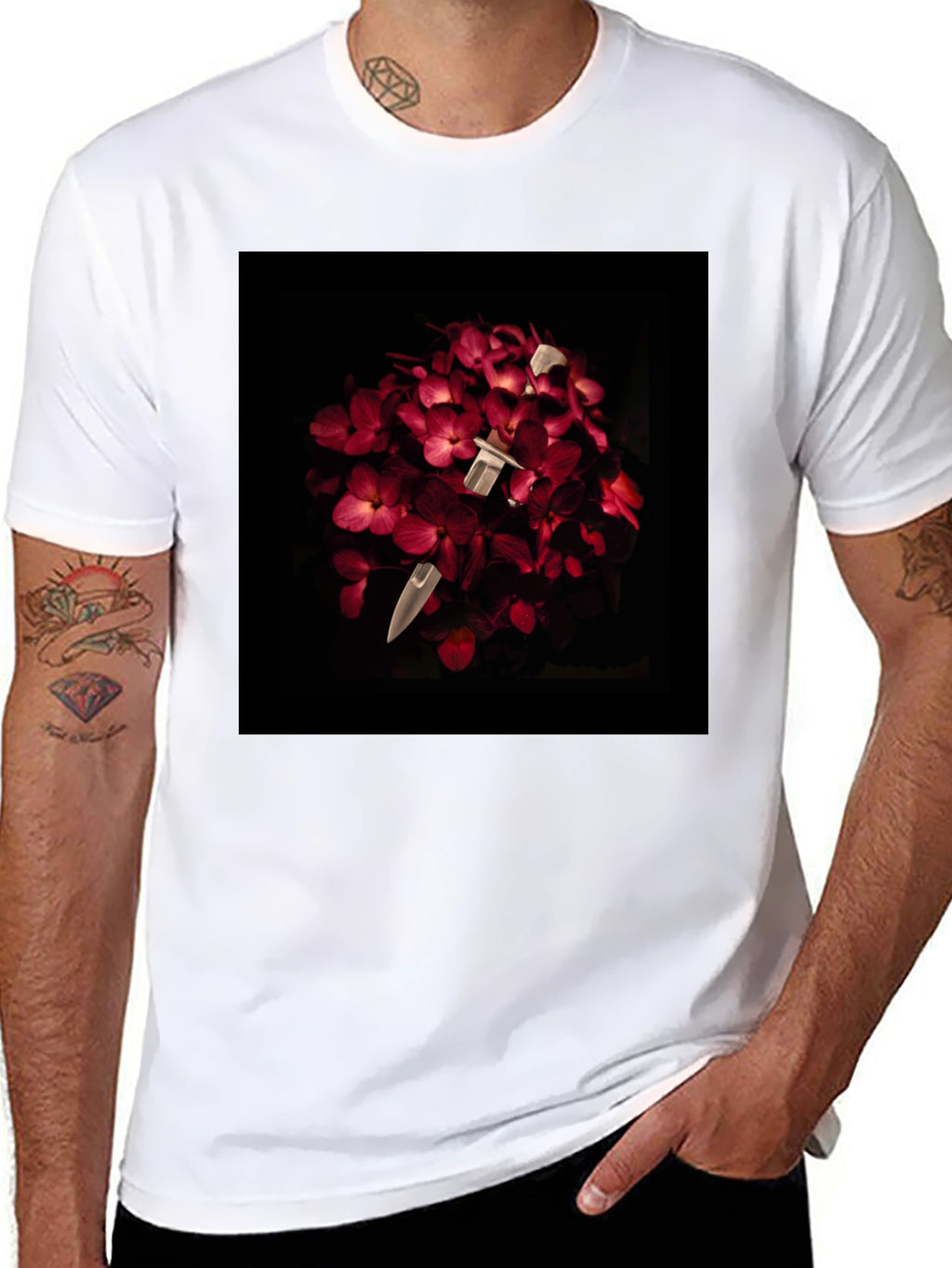 Floral Dagger Tee - Edgy & Unique Style