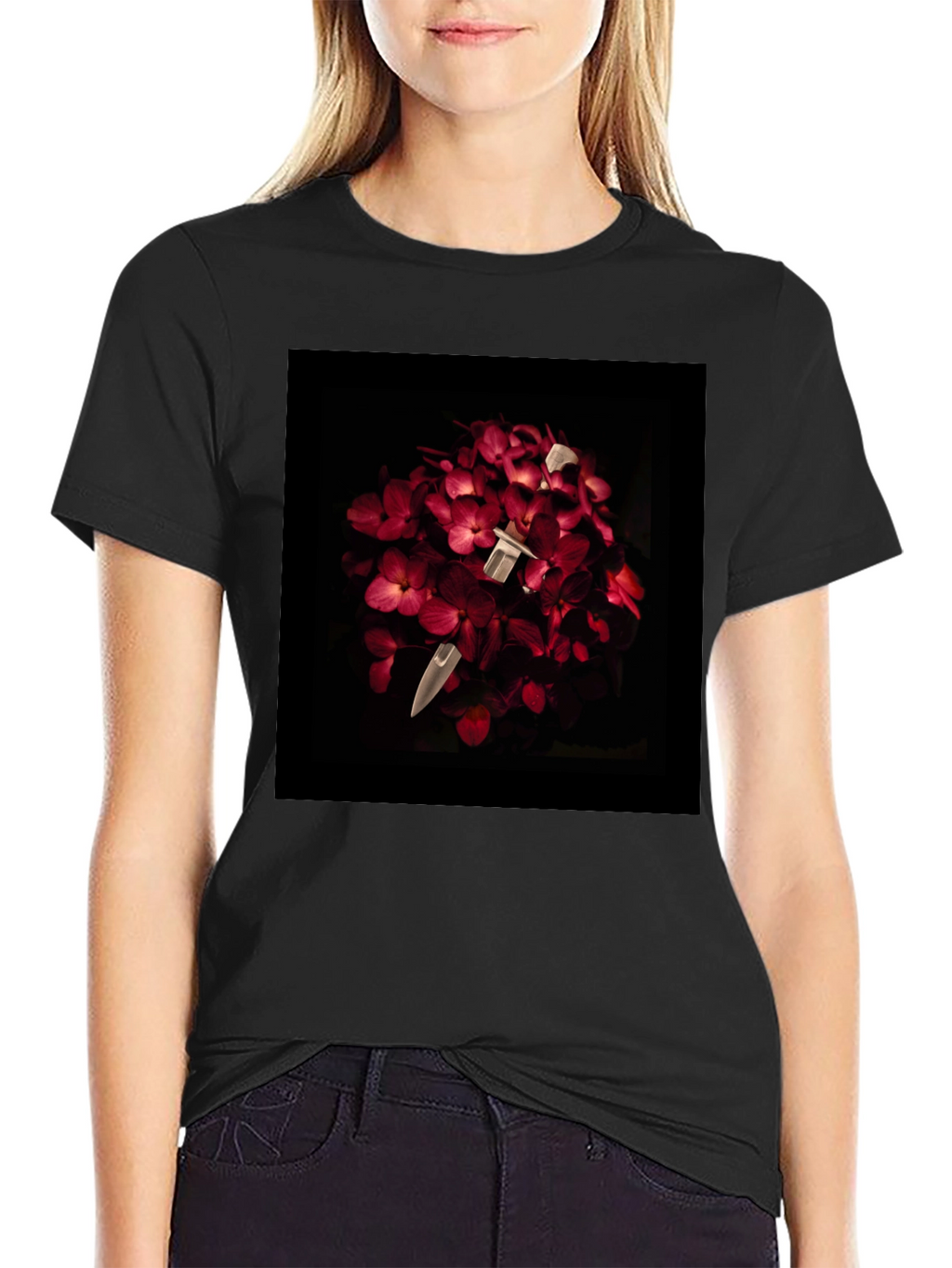 Floral Dagger Tee - Edgy & Unique Style