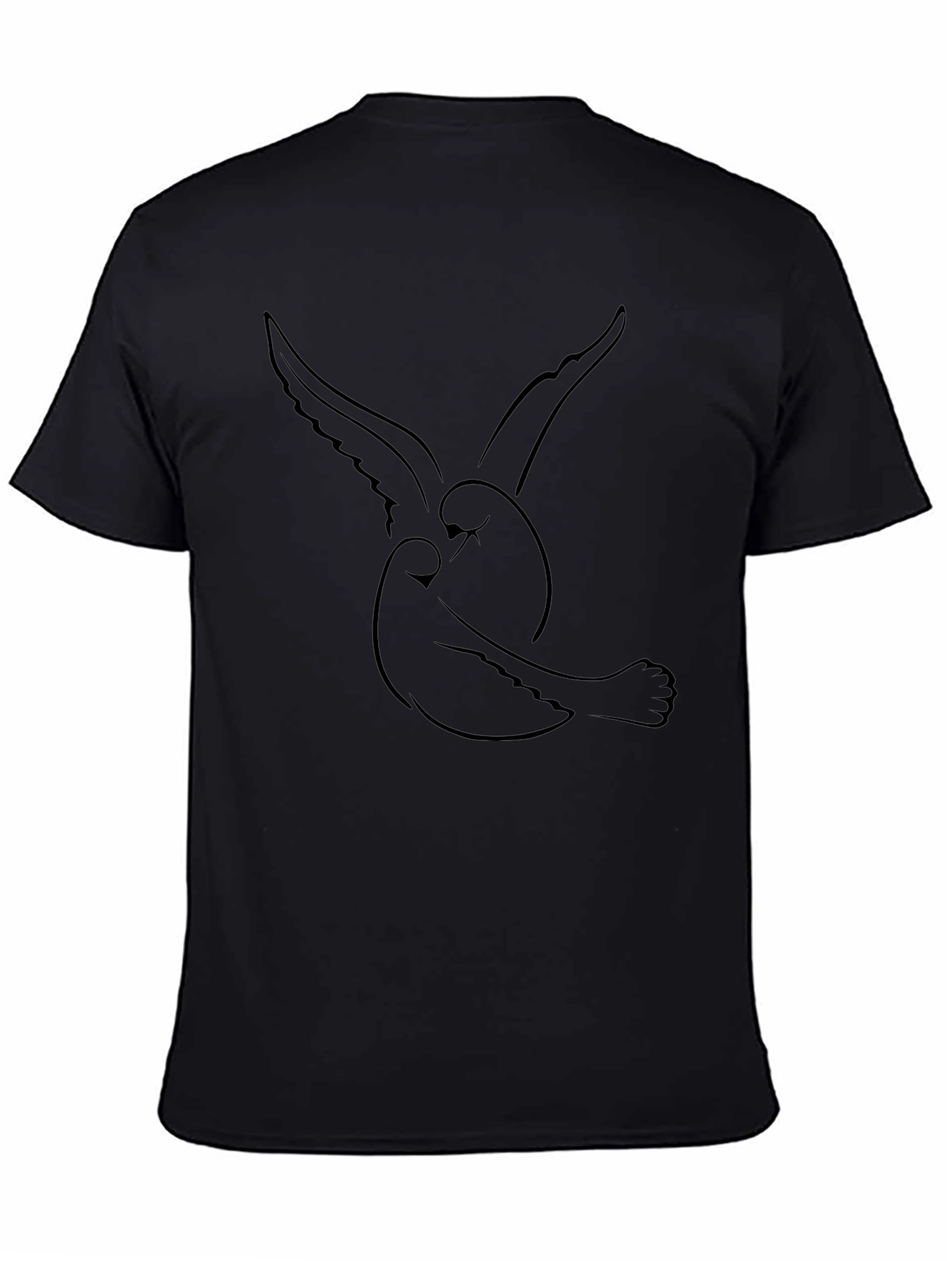 Modern Bird Graphic Black T-Shirt