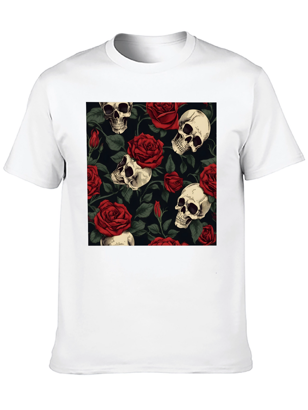 Skull & Roses Graphic Tee - Bold Edgy Style