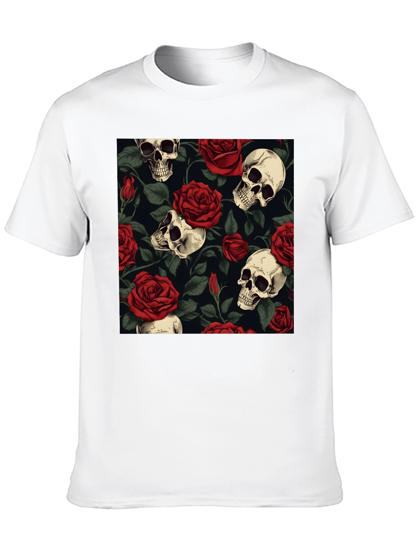 Skull & Roses Graphic Tee - Bold Edgy Style