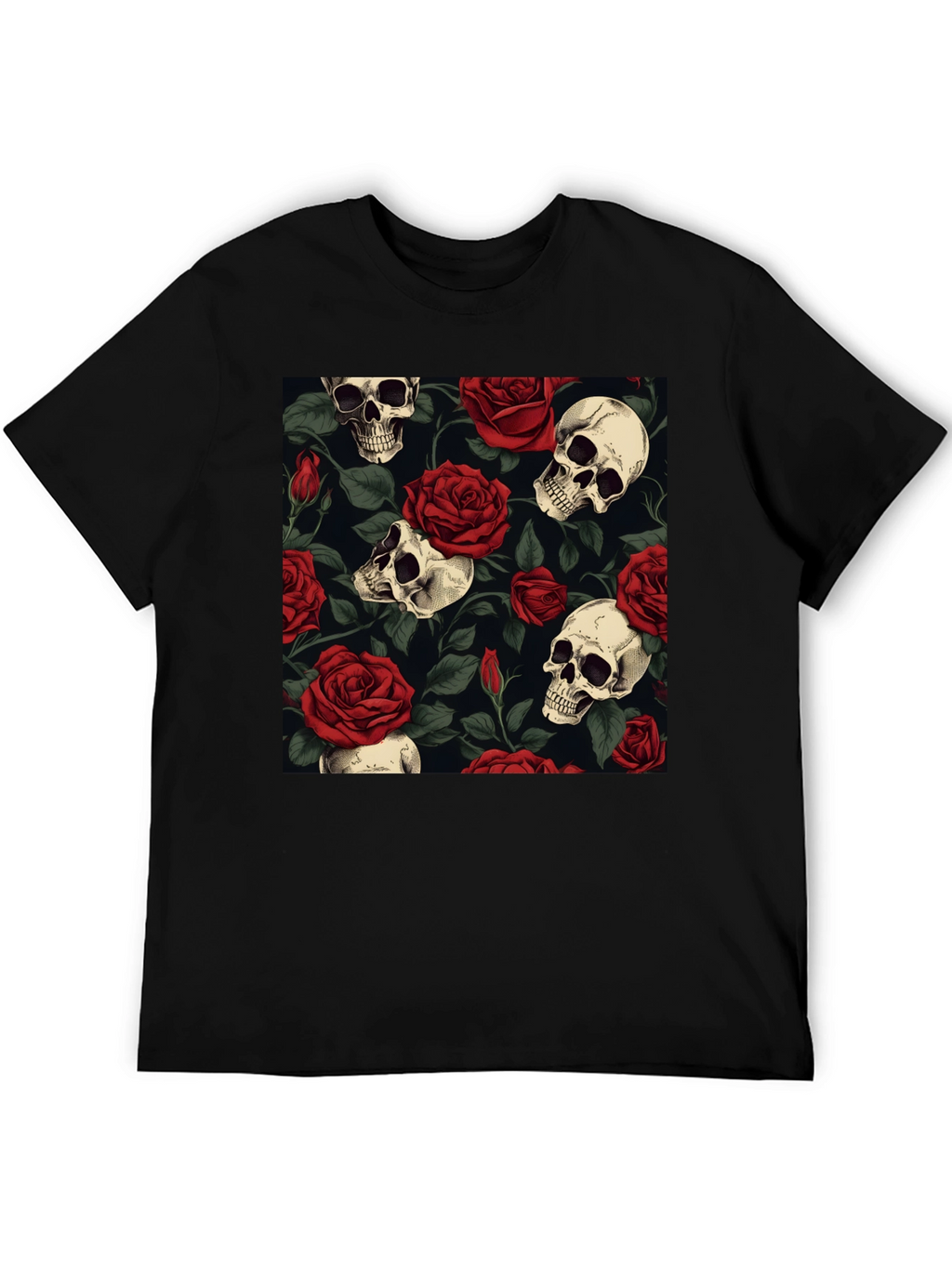 Skull & Roses Graphic Tee - Bold Edgy Style