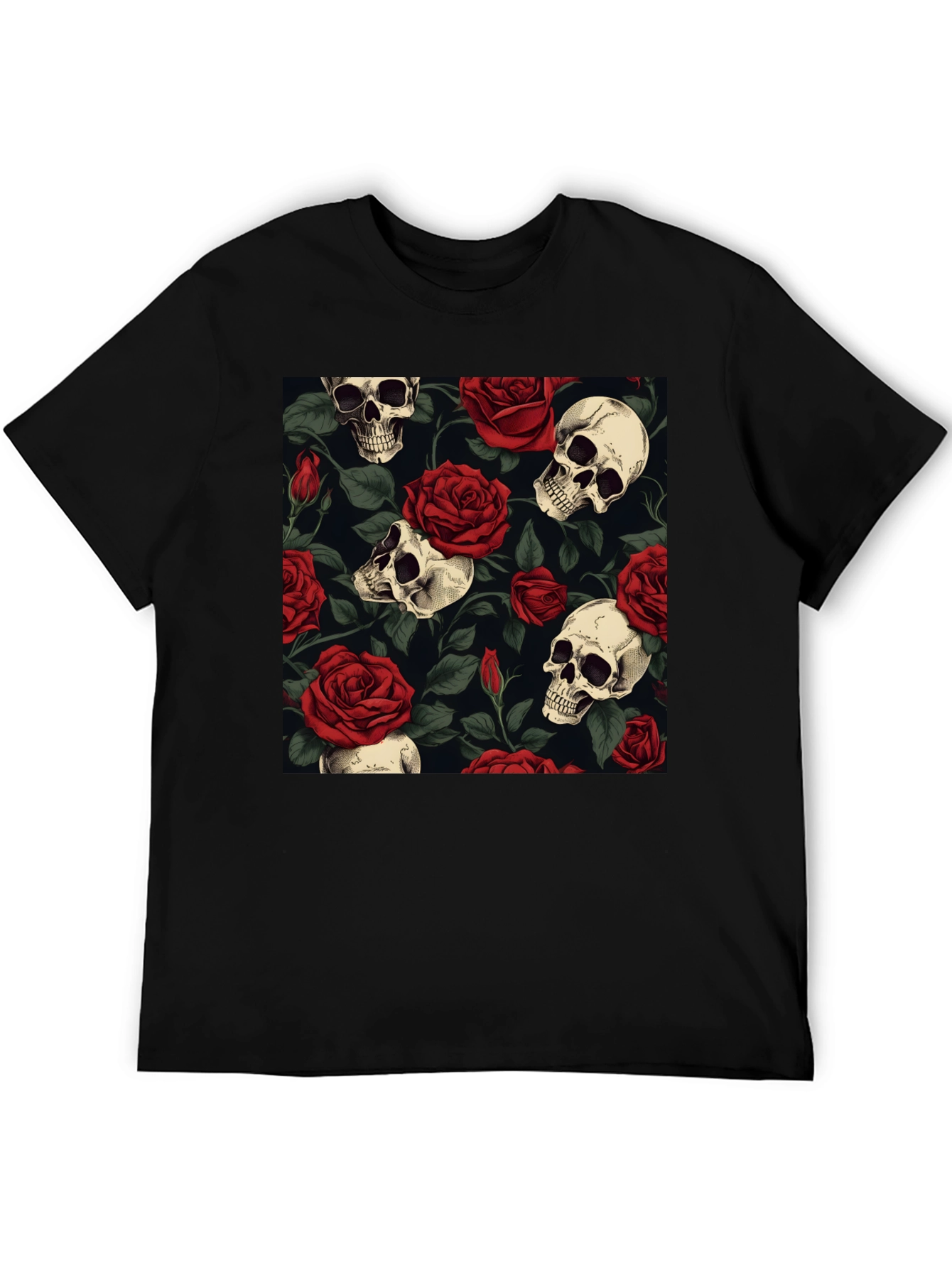 Skull & Roses Graphic Tee - Bold Edgy Style