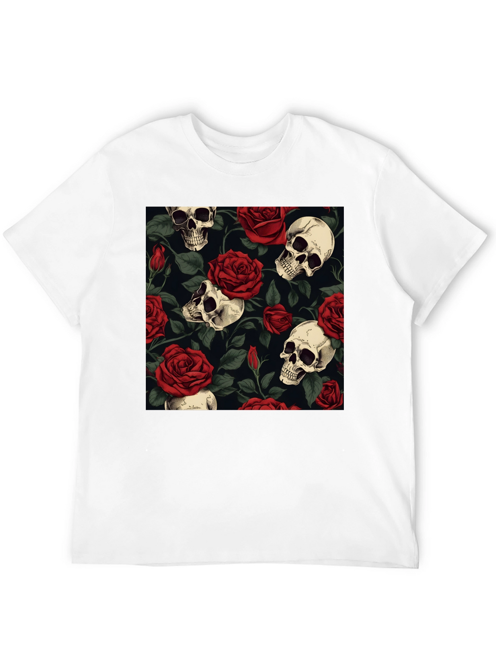 Skull & Roses Graphic Tee - Bold Edgy Style