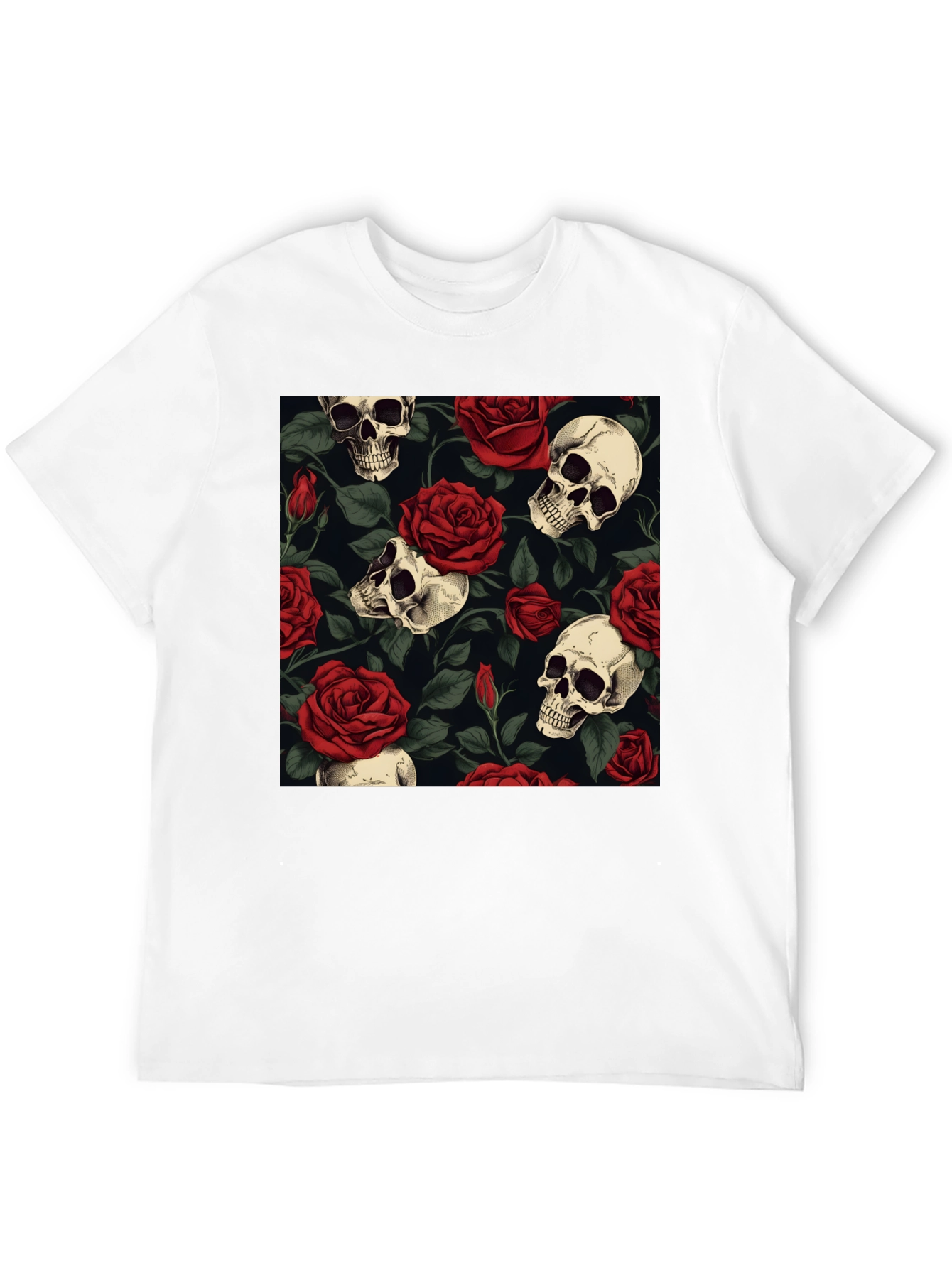 Skull & Roses Graphic Tee - Bold Edgy Style