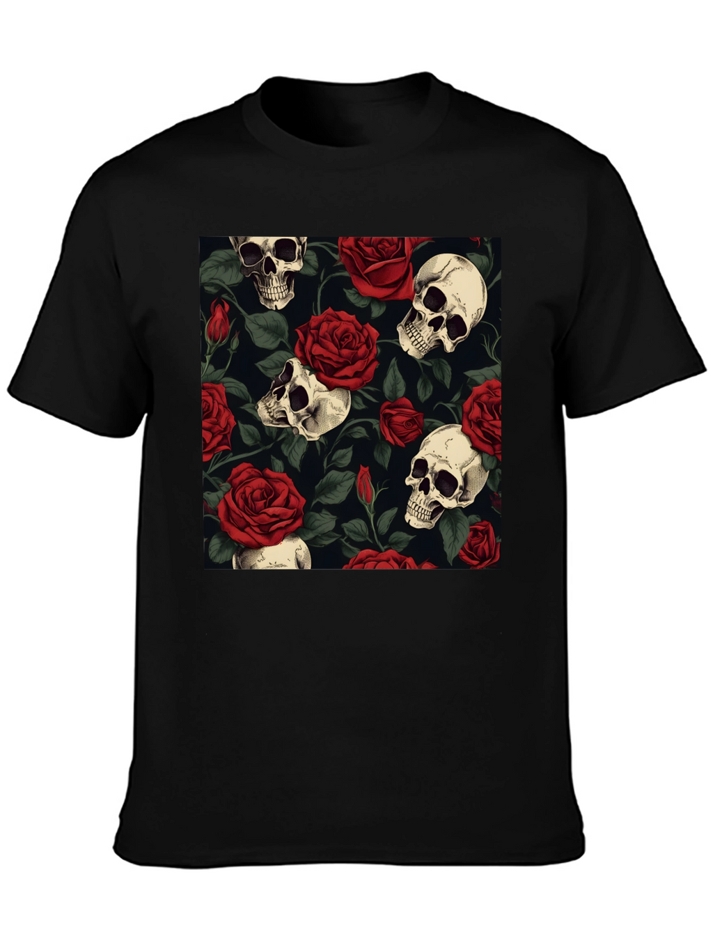 Skull & Roses Graphic Tee - Bold Edgy Style