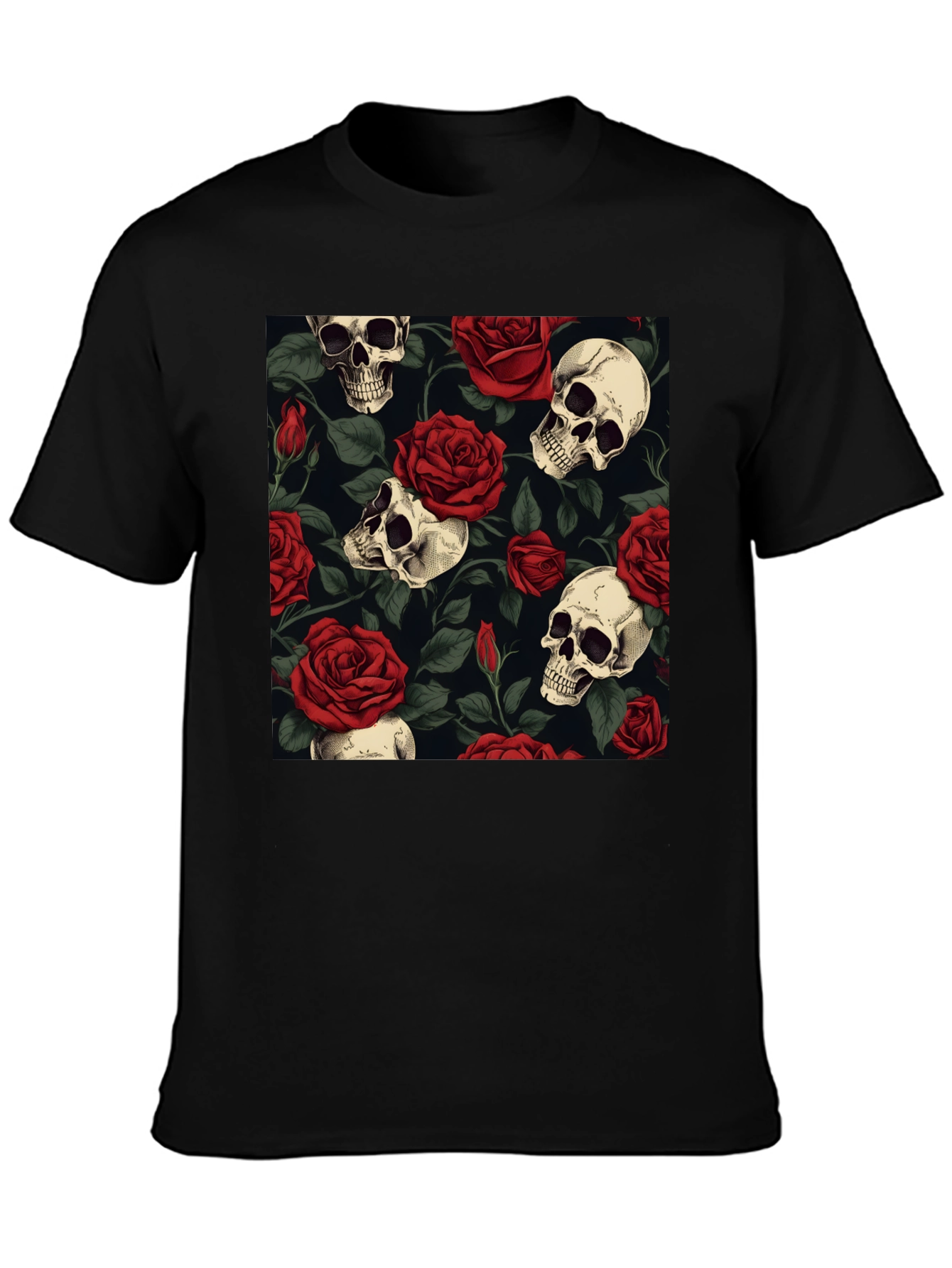 Skull & Roses Graphic Tee - Bold Edgy Style