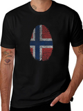 Norway Fingerprint Flag Graphic Tee - Black