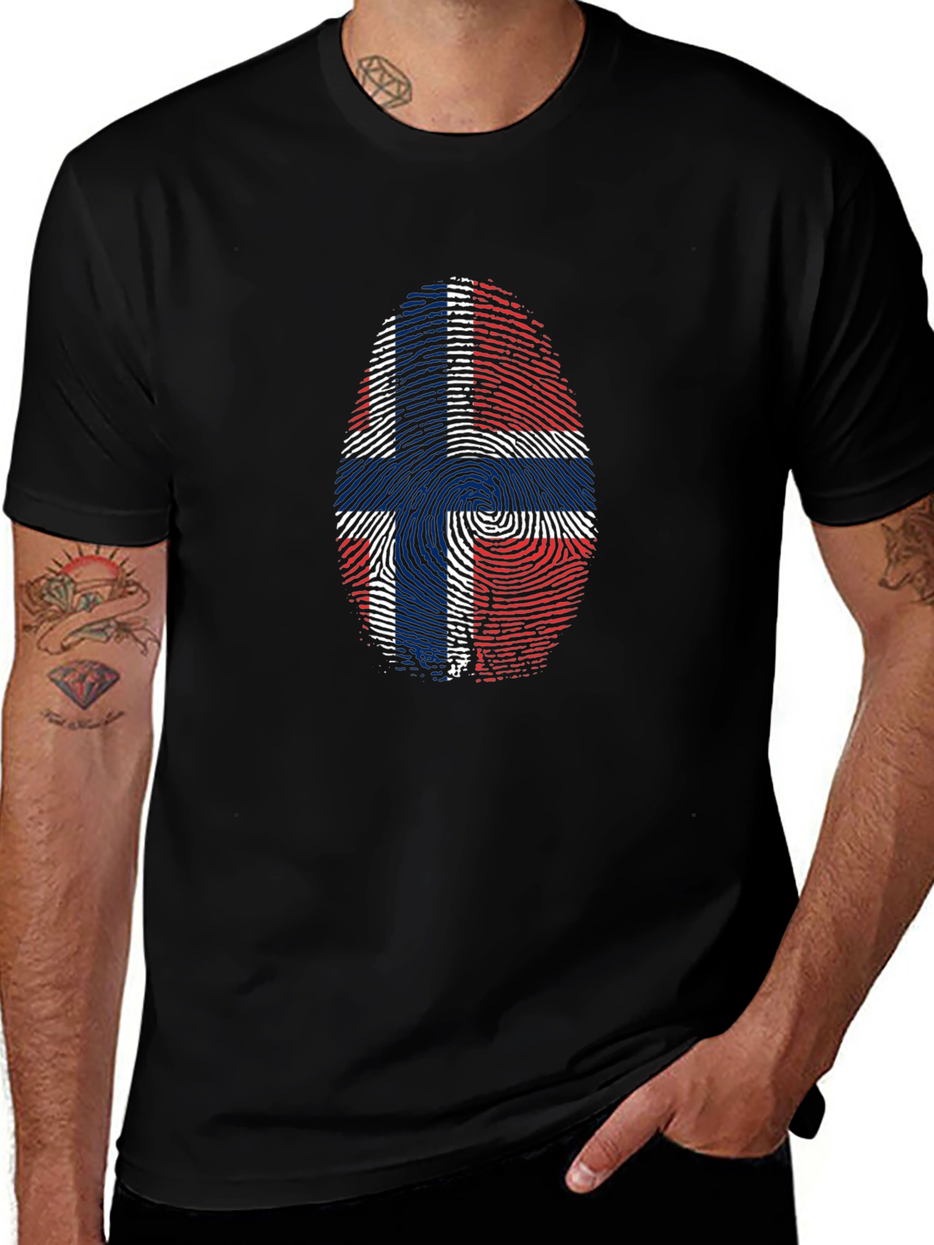 Norway Fingerprint Flag Graphic Tee - Black
