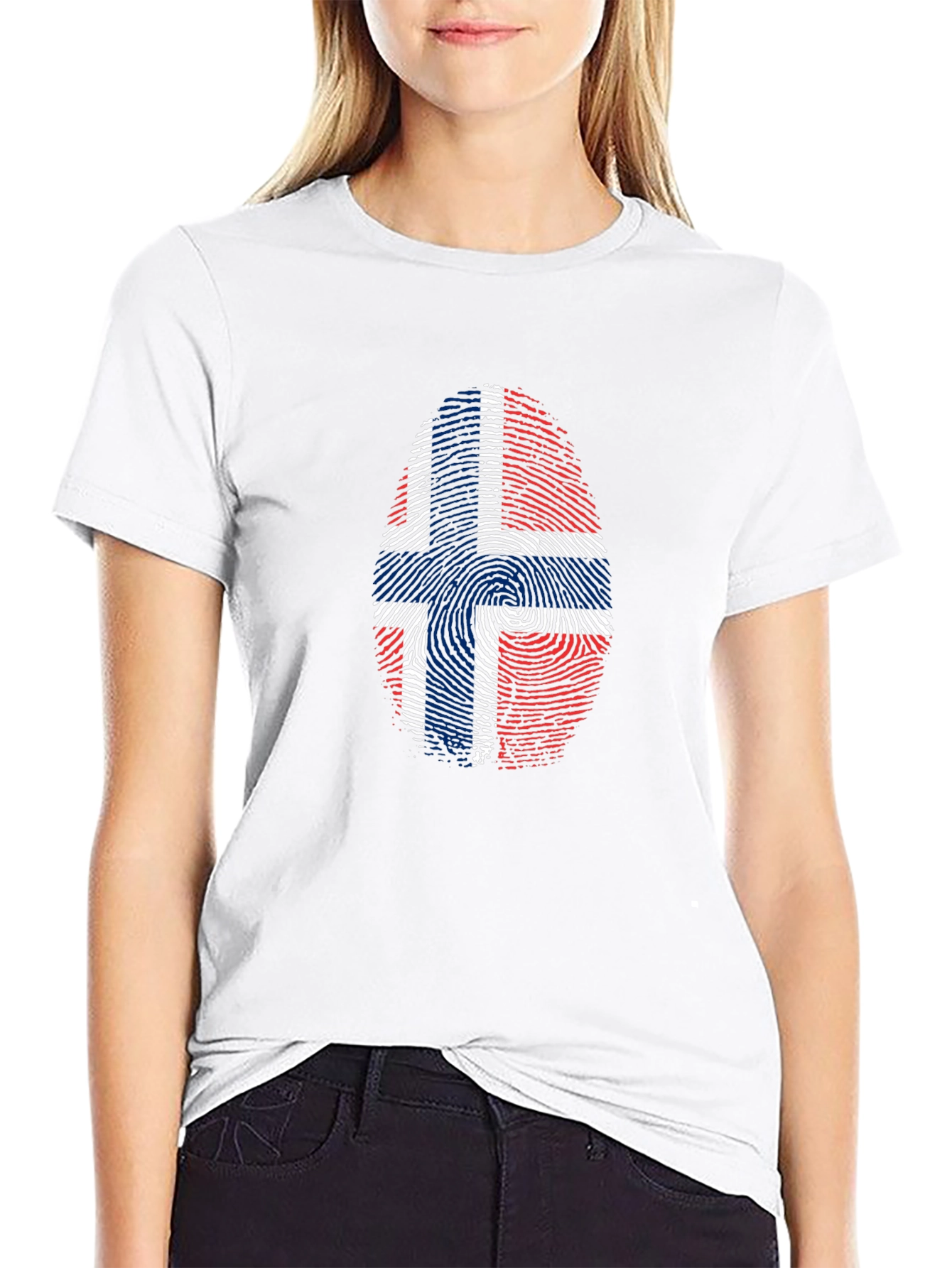 Norway Fingerprint Flag Graphic Tee - Black