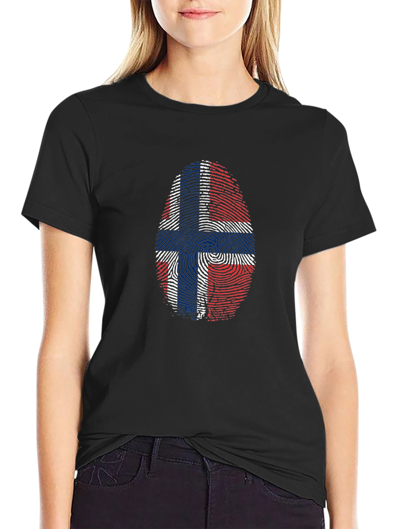Norway Fingerprint Flag Graphic Tee - Black