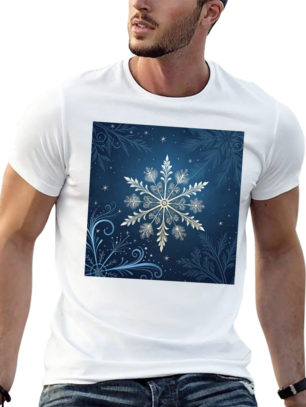 Snowflake Graphic Tee - Black Cotton Blend
