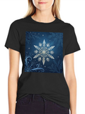 Snowflake Graphic Tee - Black Cotton Blend