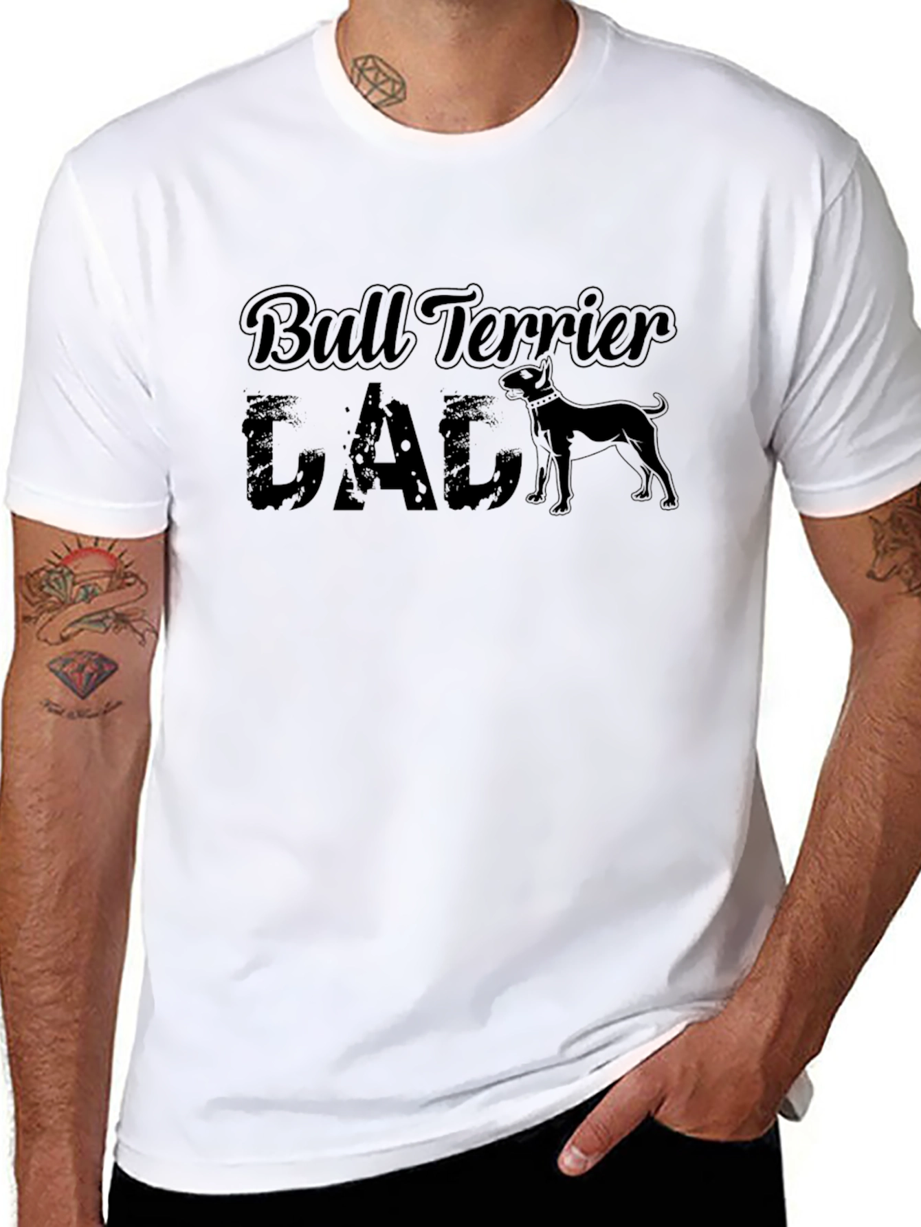 Bull Terrier Dad Black T-Shirt