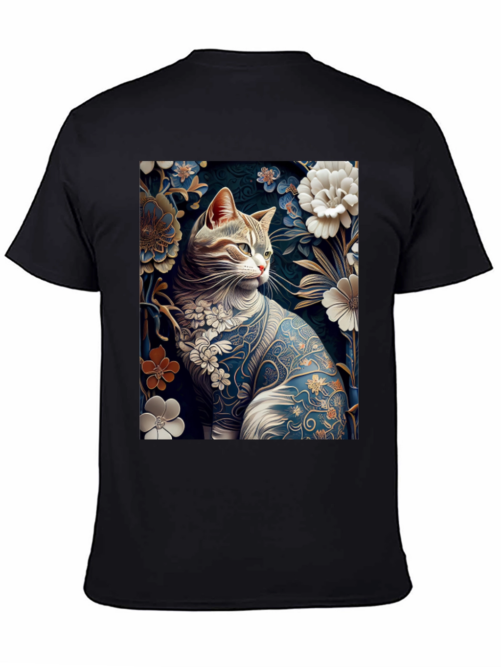 Floral Cat T-Shirt: Unique Artistic Design