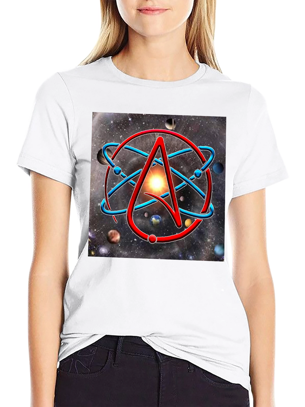 Atheist Symbol T-Shirt - Space Galaxy Design