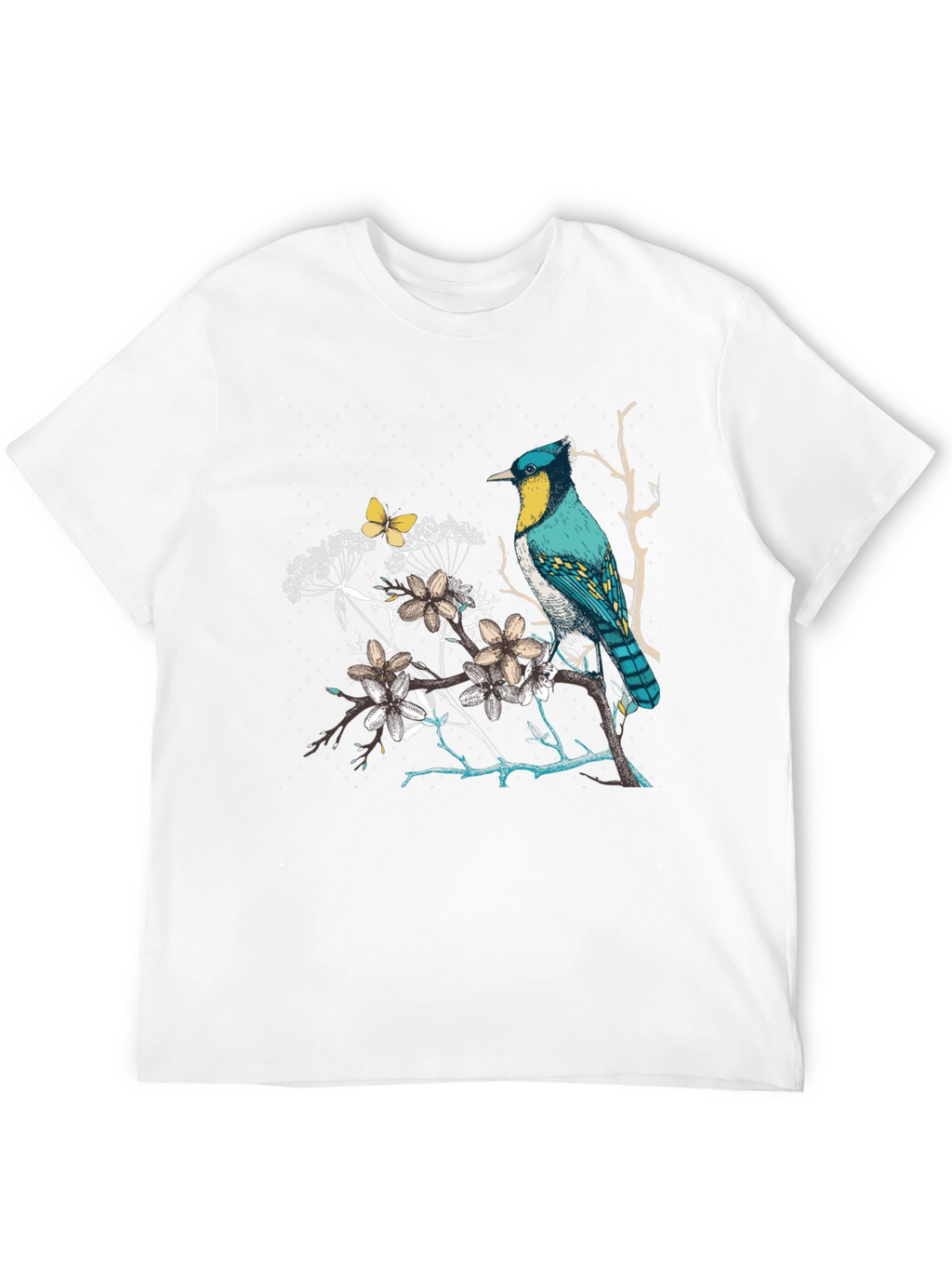 Bird & Butterfly Graphic Tee - Nature Inspired Design