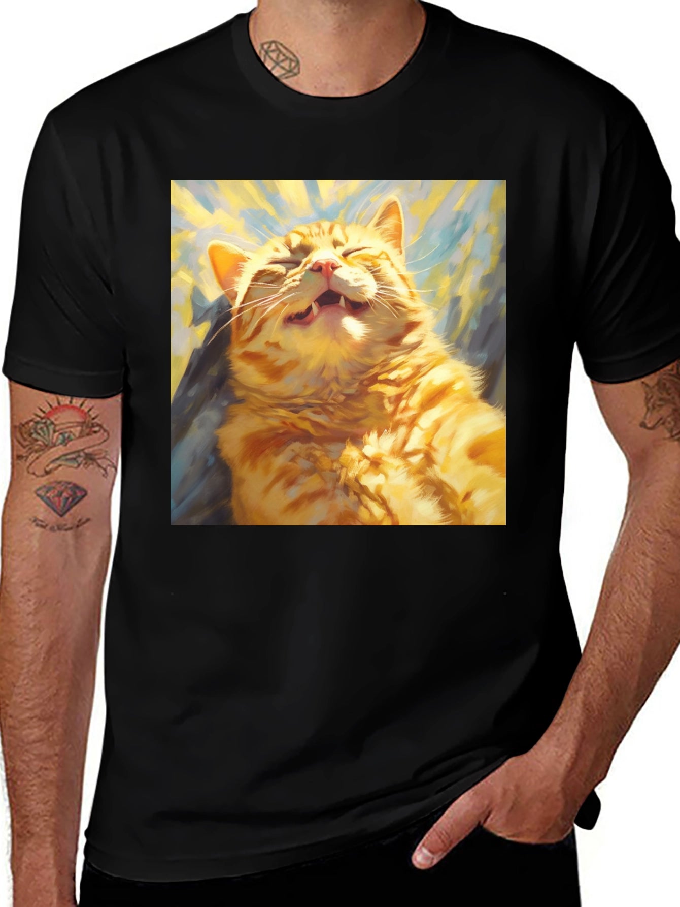 Funny Cat Graphic Tee - Soft Cotton Crewneck T-Shirt