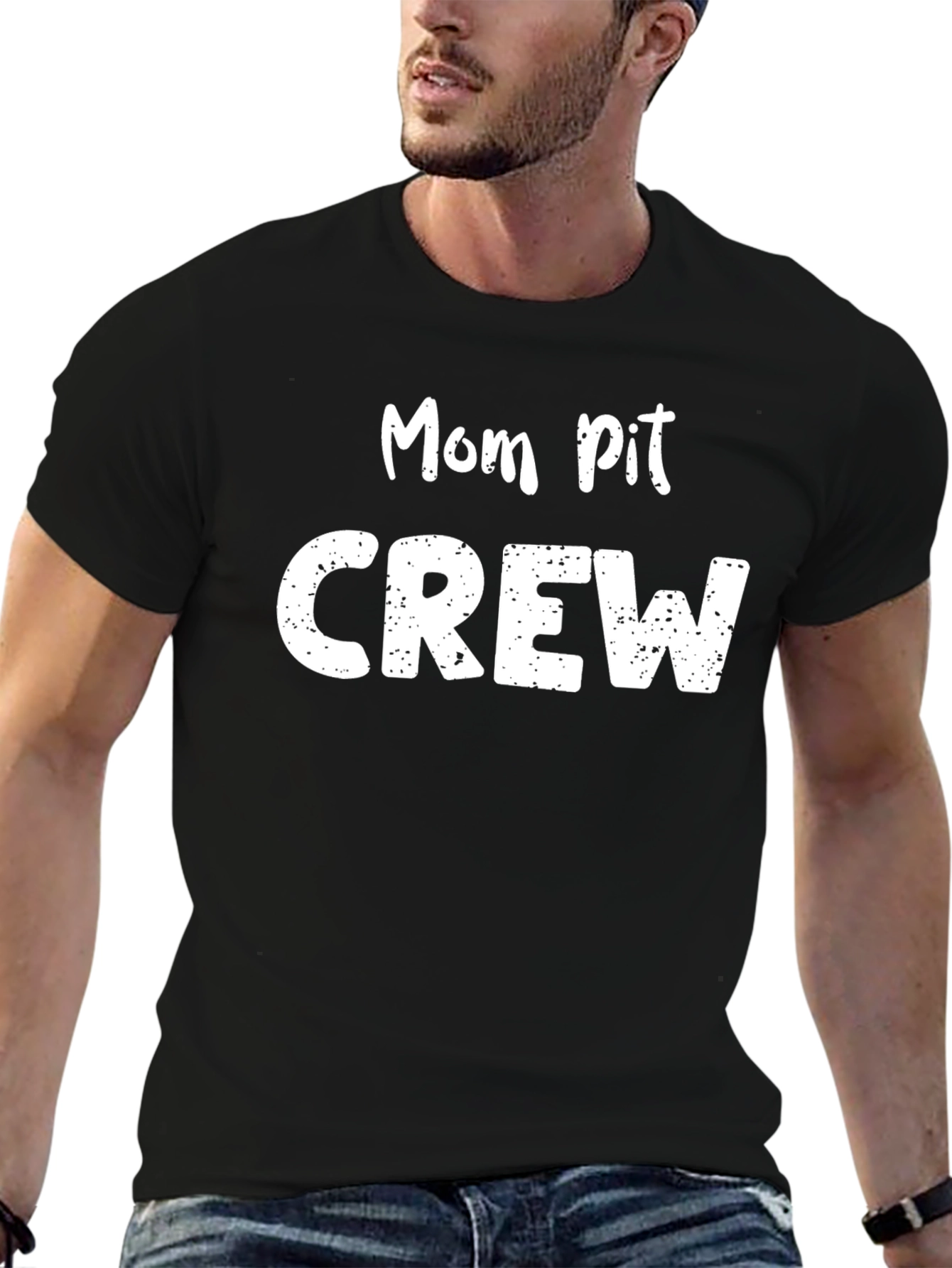 Mom Pit Crew Graphic Tee - Black