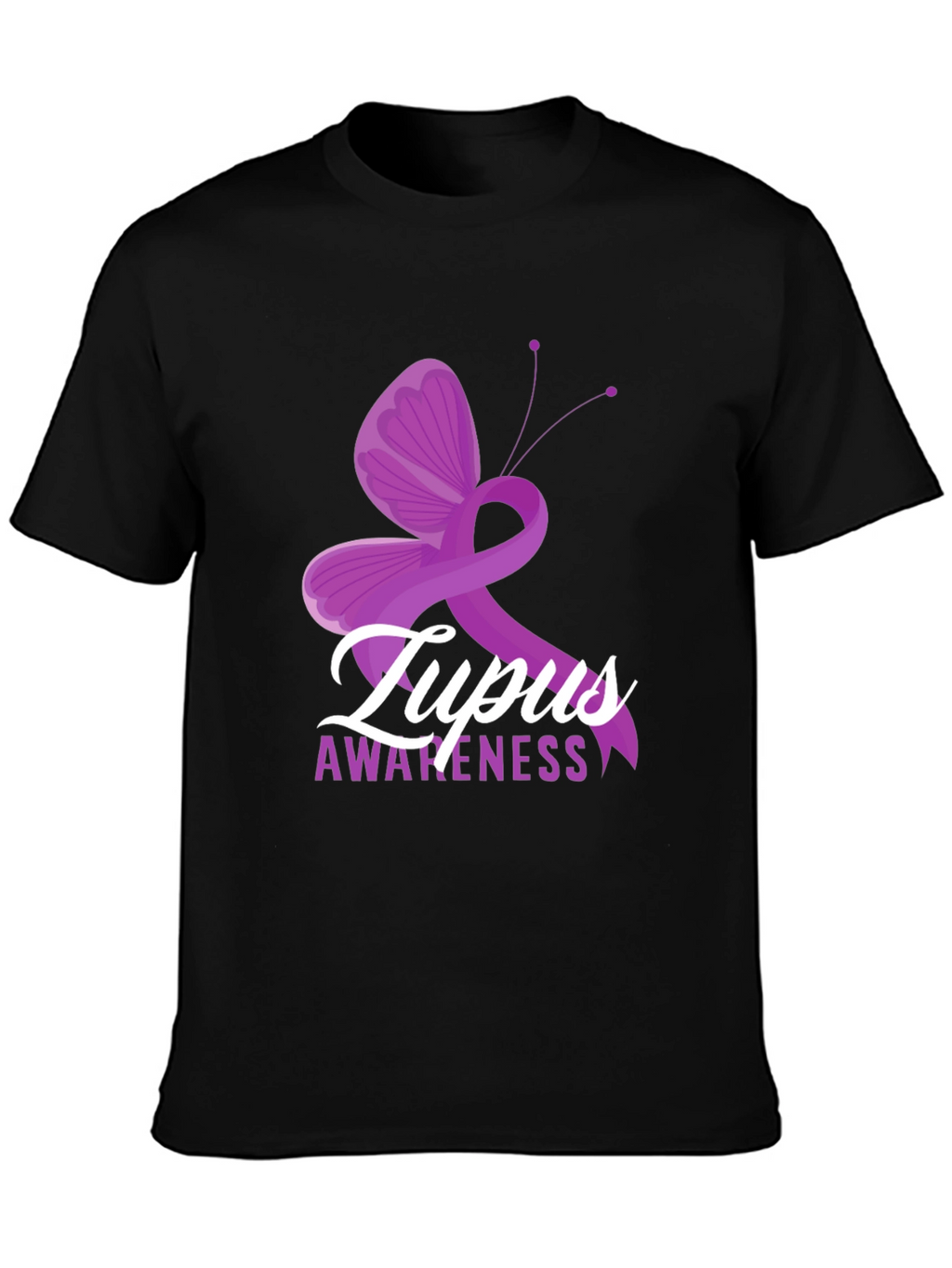 Lupus Awareness Ribbon Butterfly Graphic T-Shirt