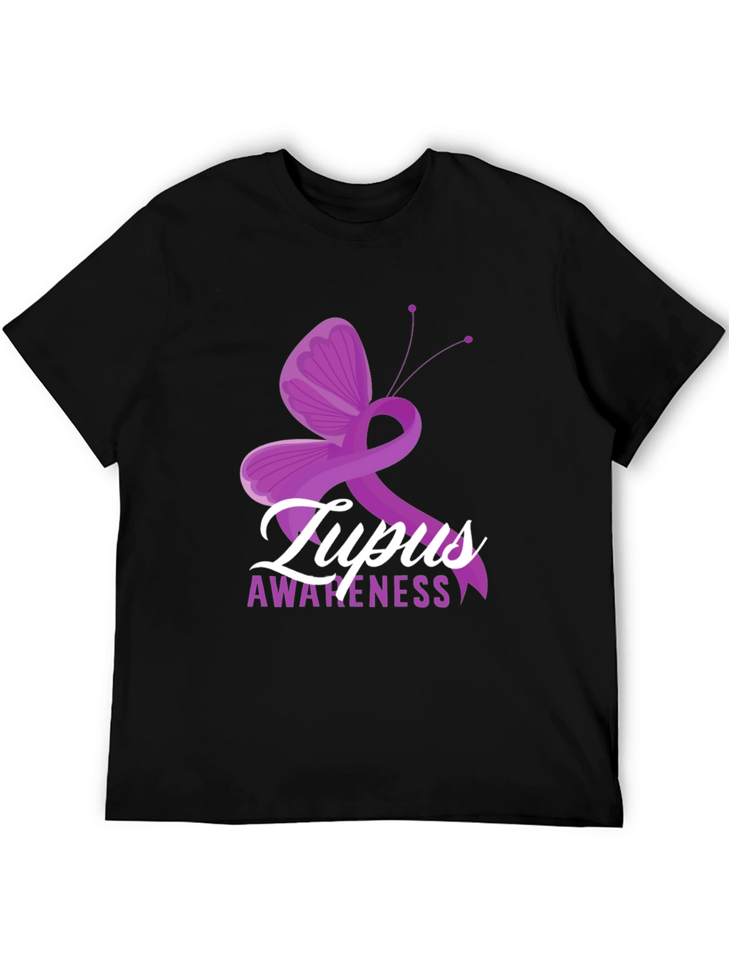Lupus Awareness Ribbon Butterfly Graphic T-Shirt